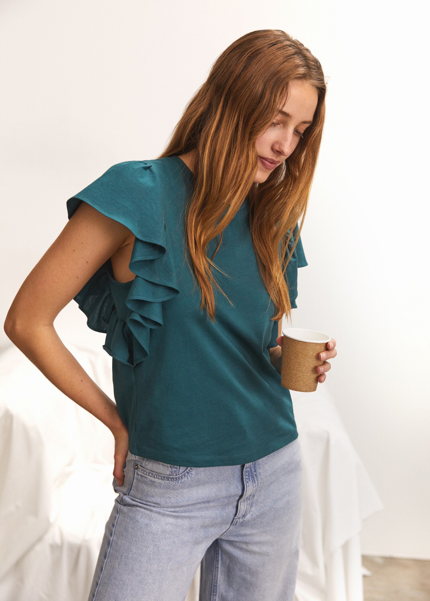 Frills cotton t-shirt - Details of the article 5