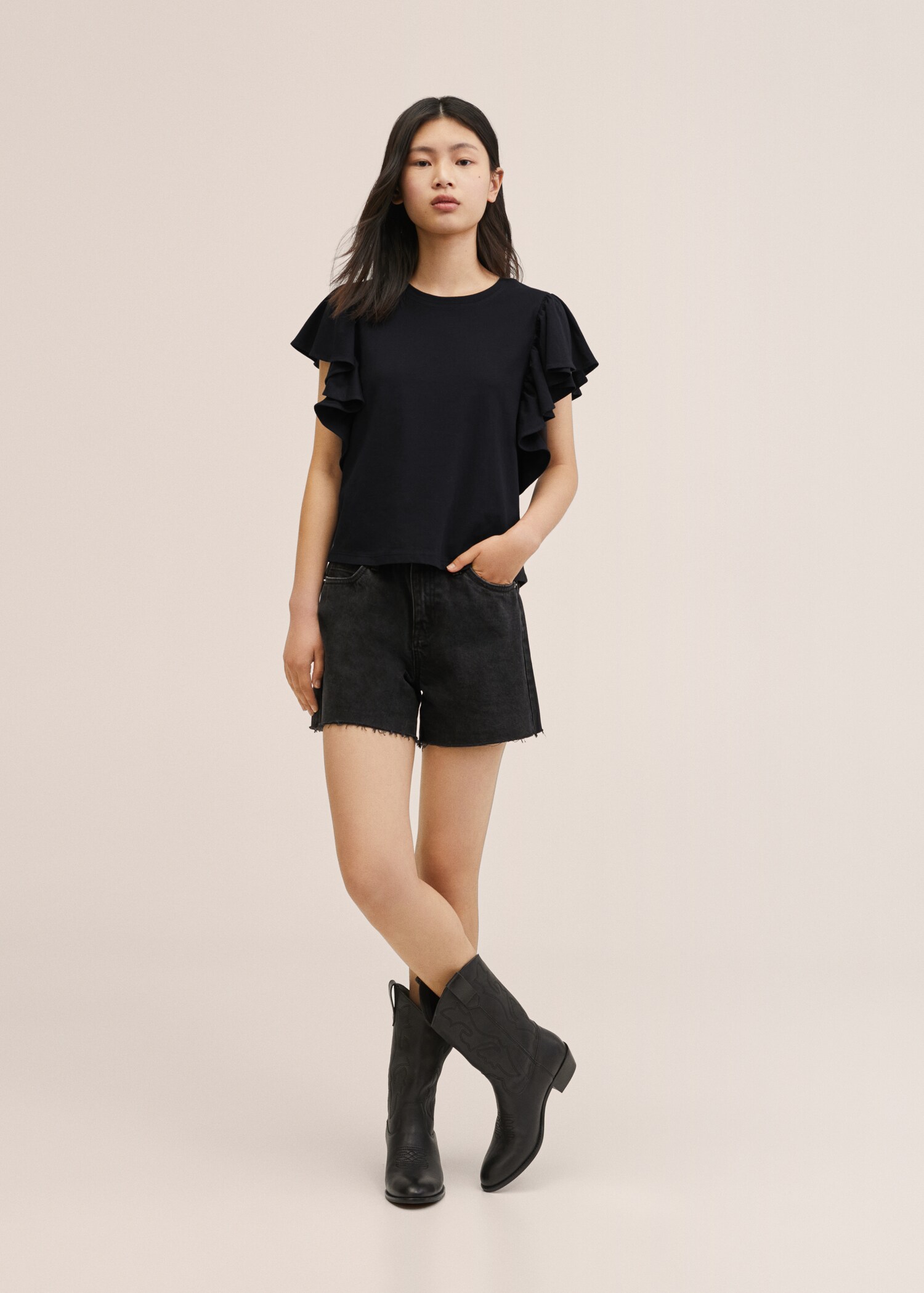 Frills cotton t-shirt - Medium plane