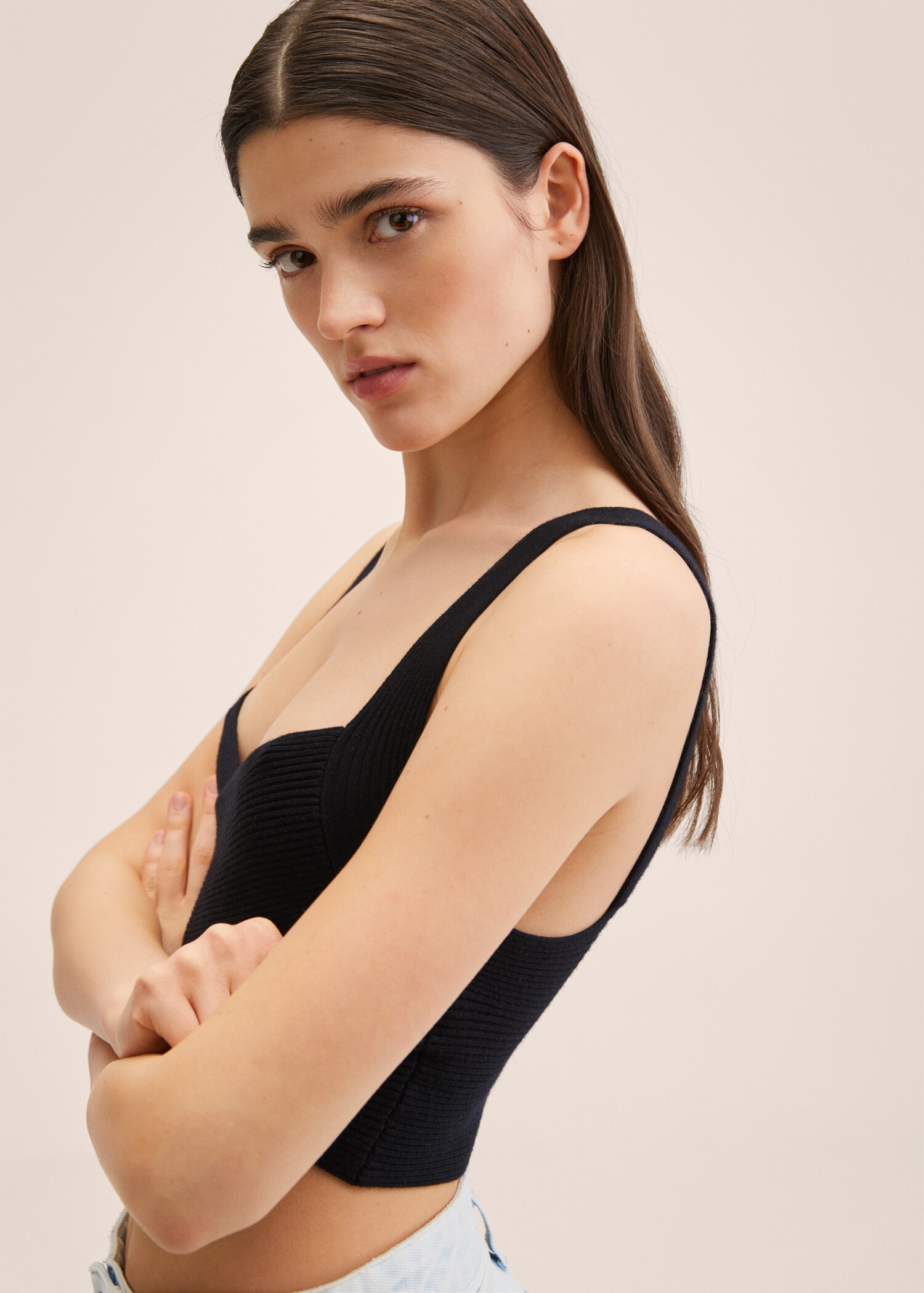 Knitted cropped top - Details of the article 1