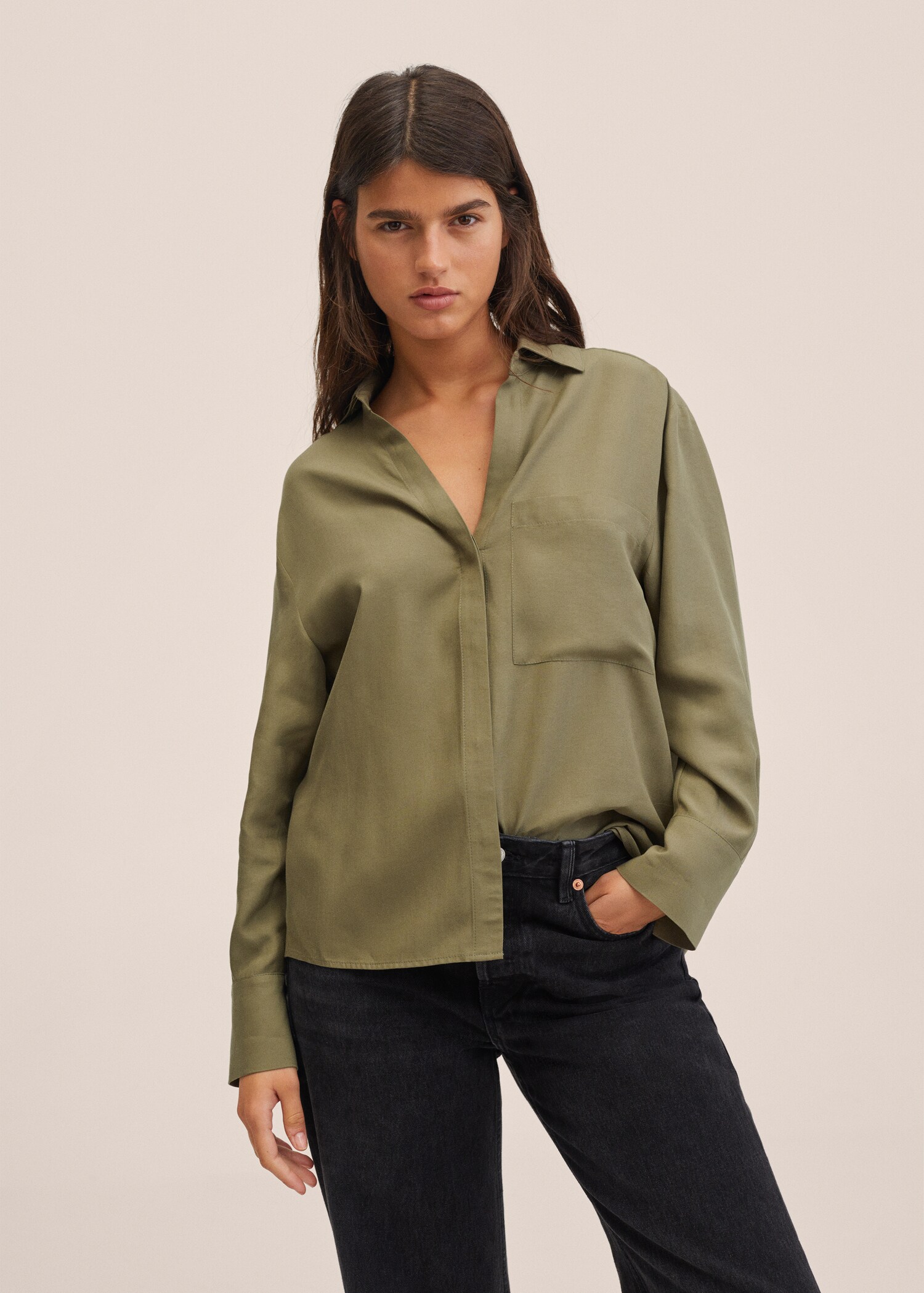 Oversized lyocell blouse - Middenvlak