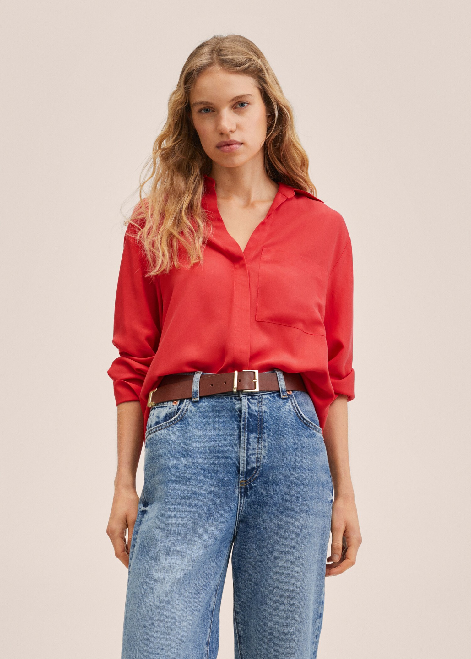 Oversized lyocell blouse - Middenvlak