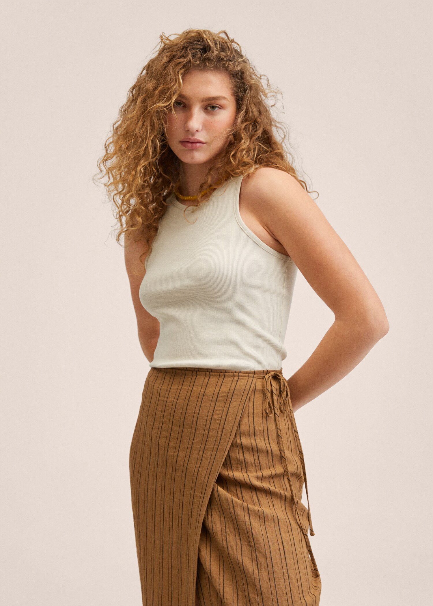 Ribbed cotton-blend top - Medium plane