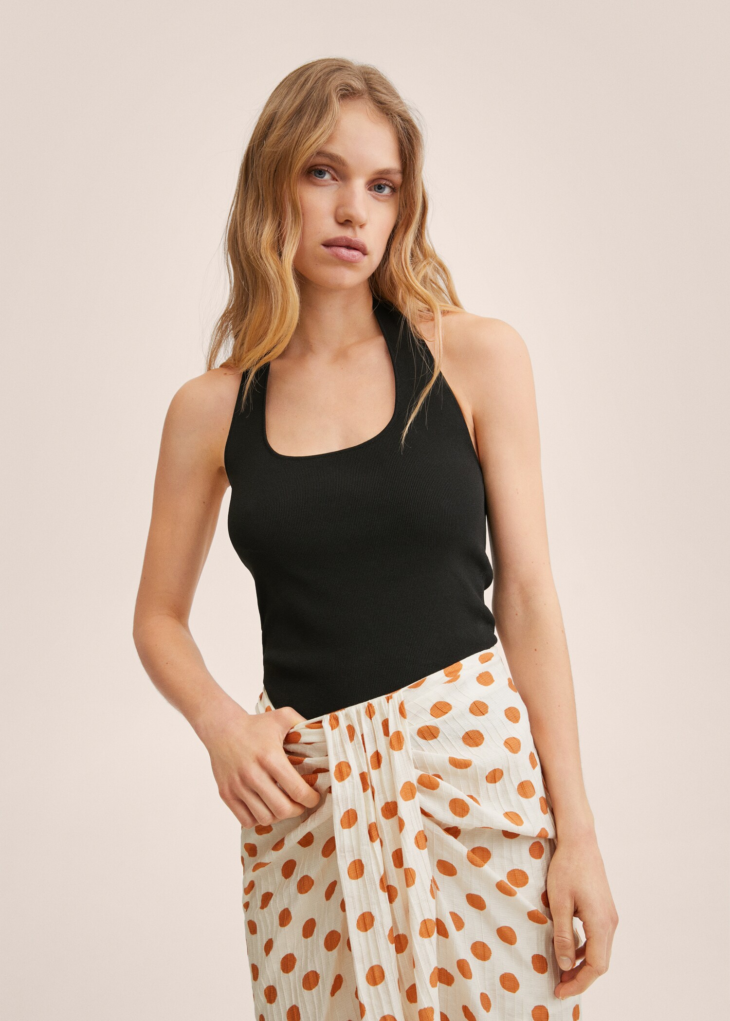Polka-dot pleated skirt - Details of the article 1
