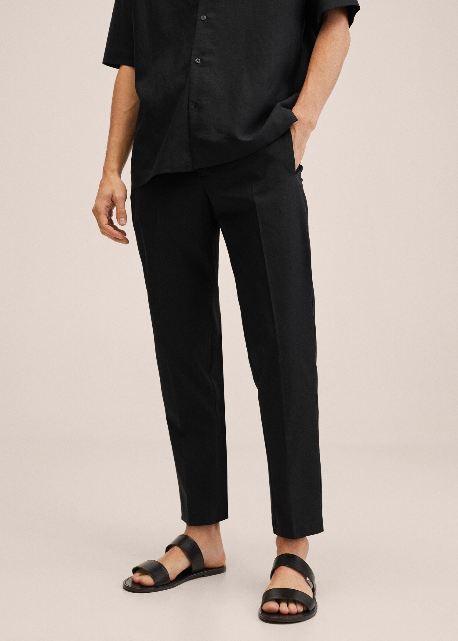 Slim fit pamutnadrág - Felezősík