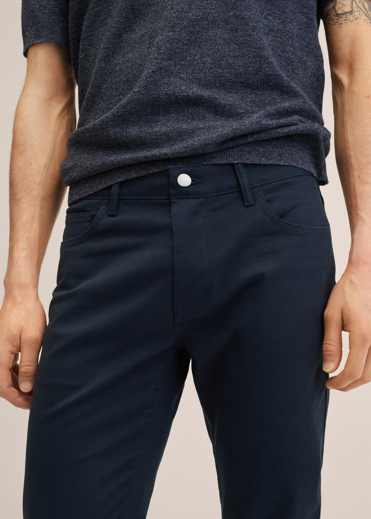 Keprové kalhoty džínového stylu slim fit - Detail zboží 1