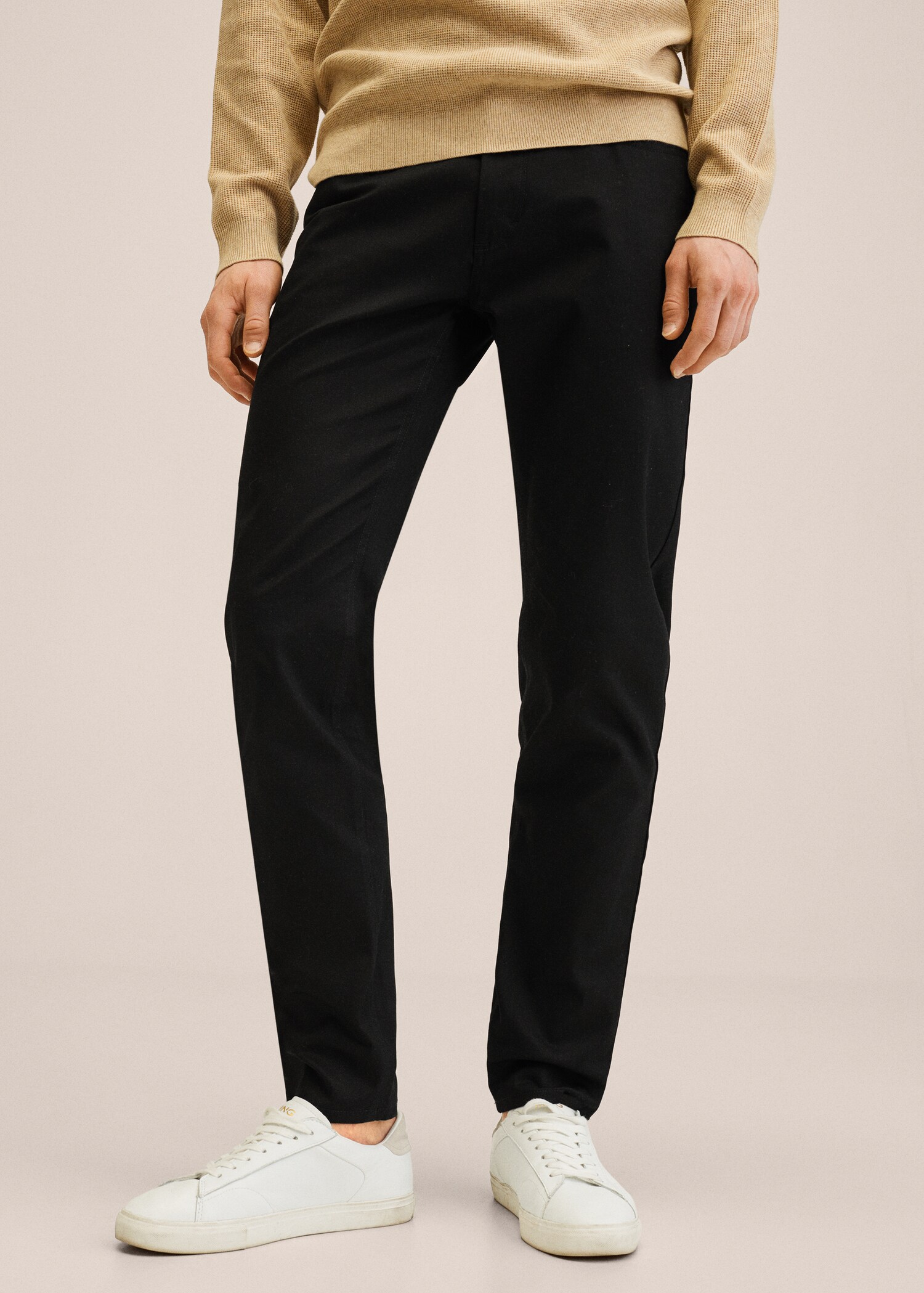 Keprové kalhoty džínového stylu slim fit - Náhled ve středové rovině
