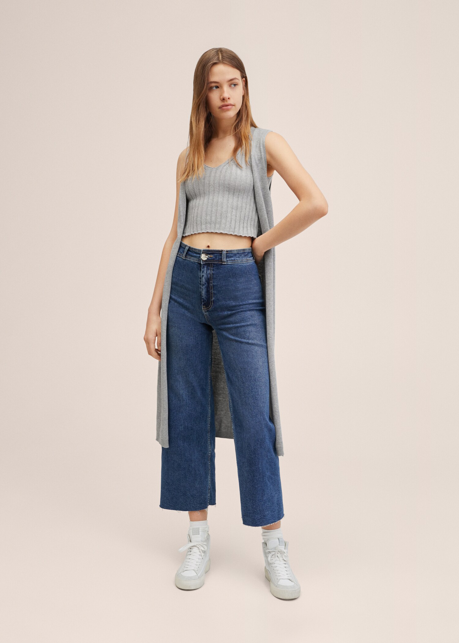 Knitted cotton gilet - Medium plane