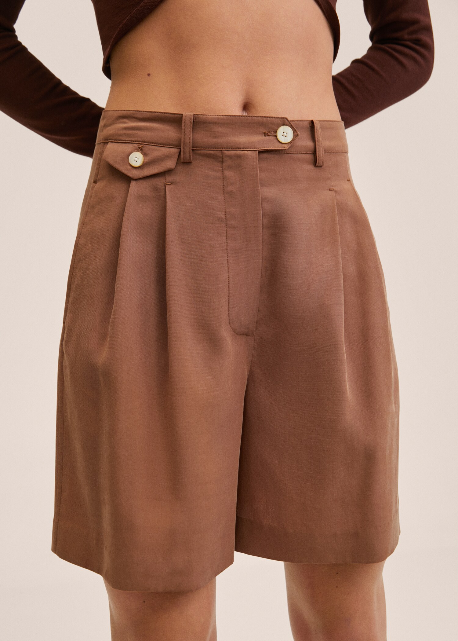 Lyocell shorts with buttons - Medium plane