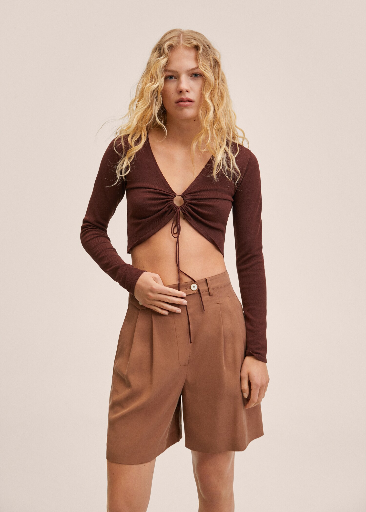 Lyocell shorts with buttons - Details of the article 1