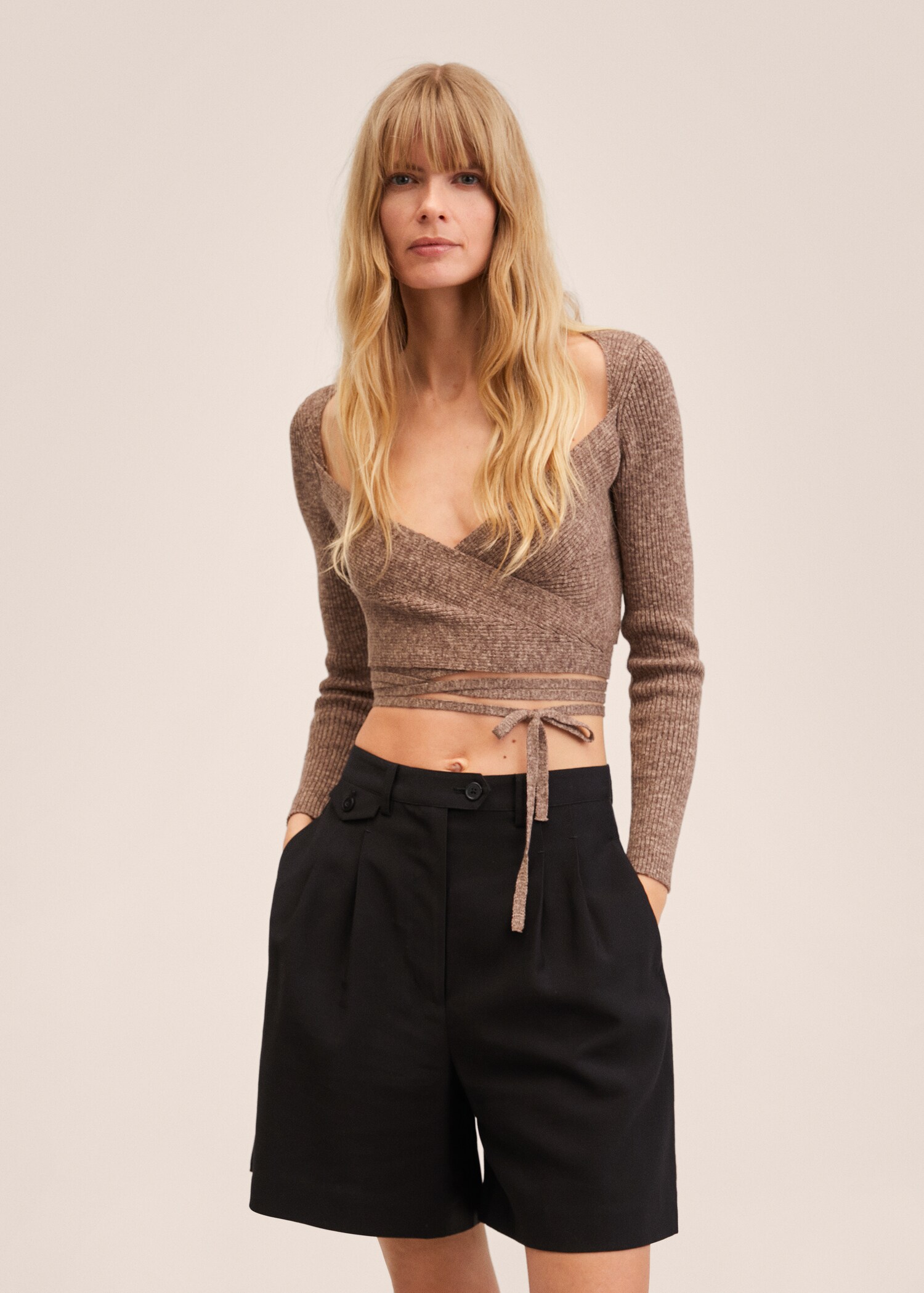 Lyocell shorts with buttons - Medium plane