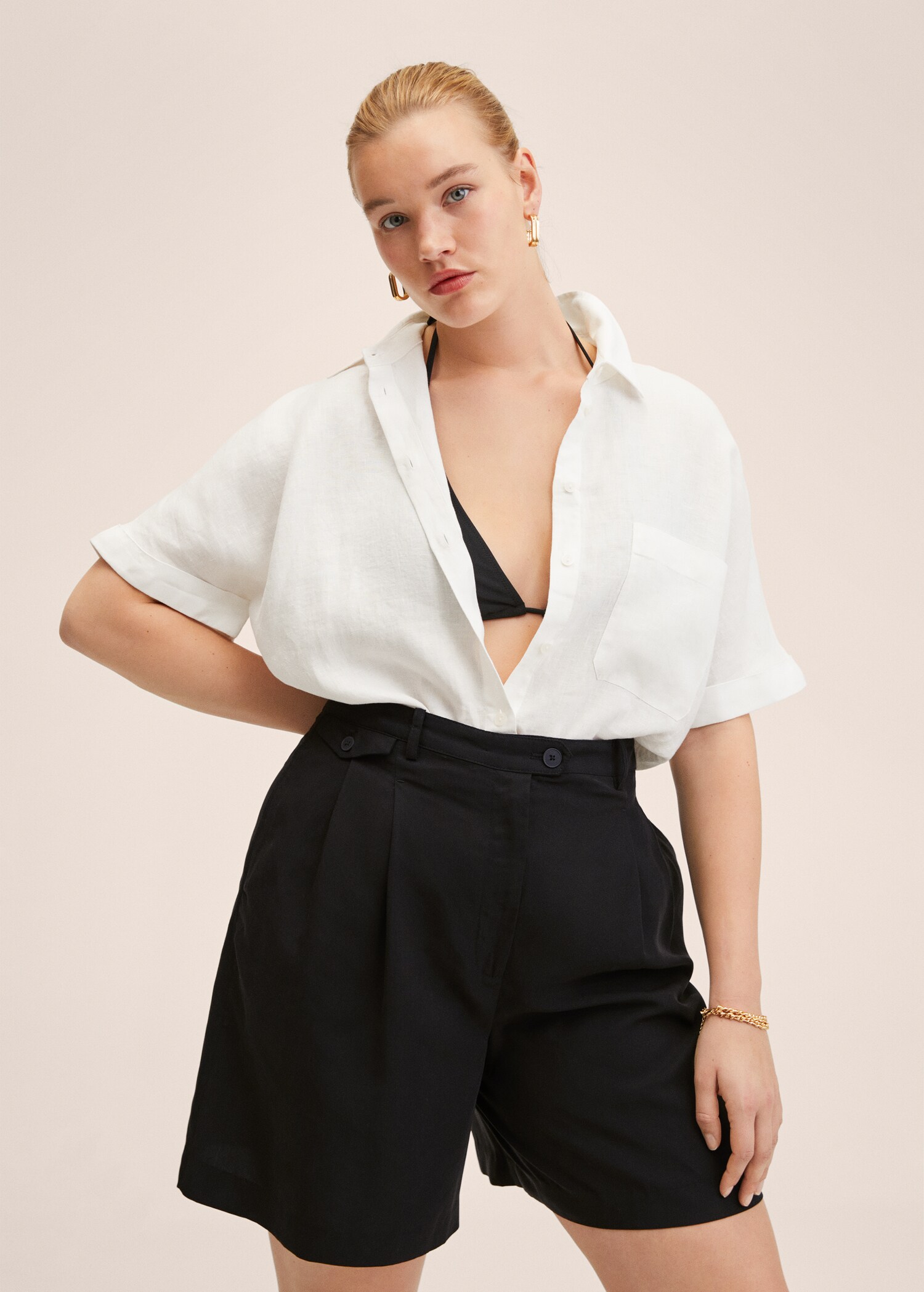 Lyocell shorts with buttons - Details of the article 3