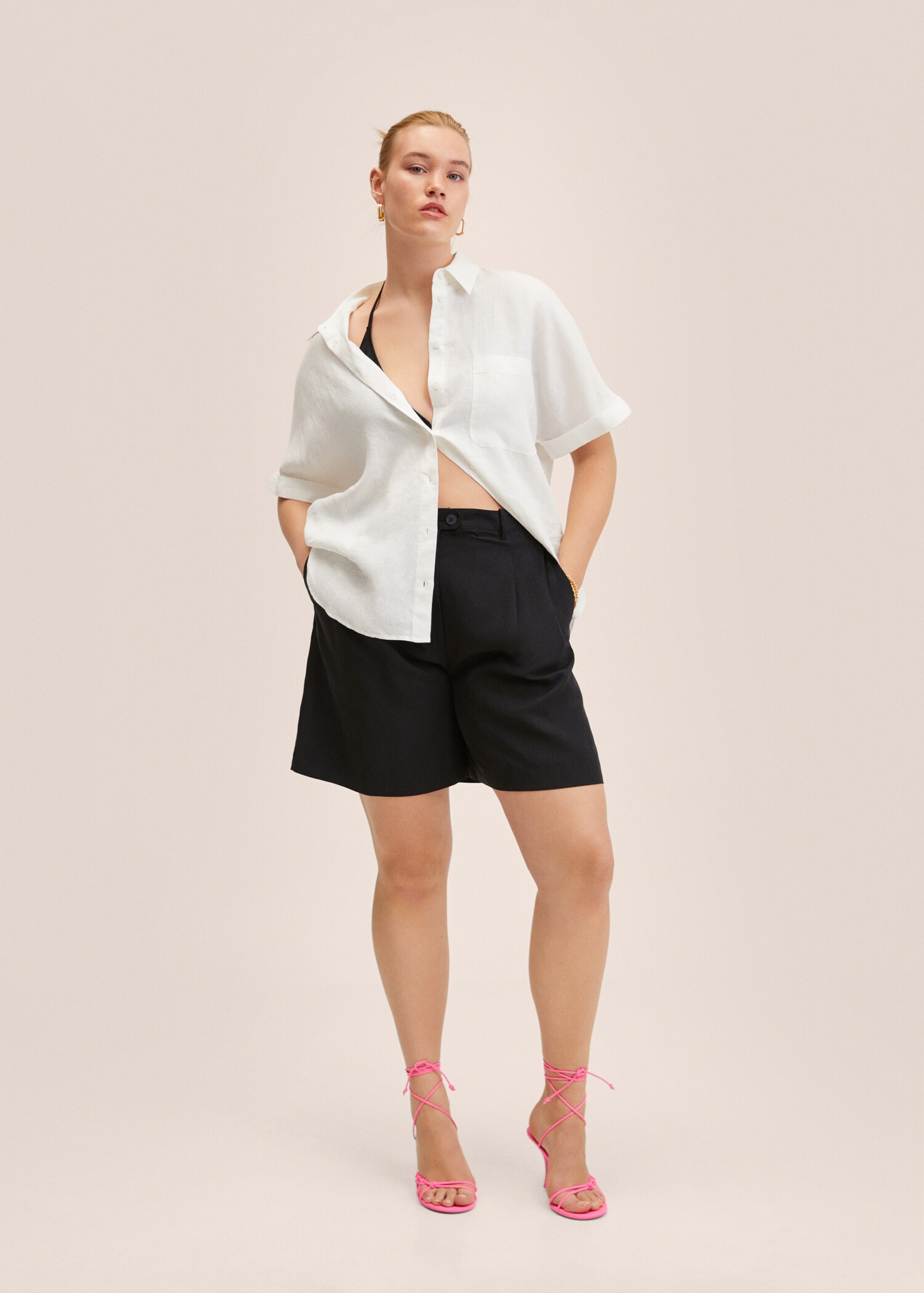 Lyocell shorts with buttons - Details of the article 4