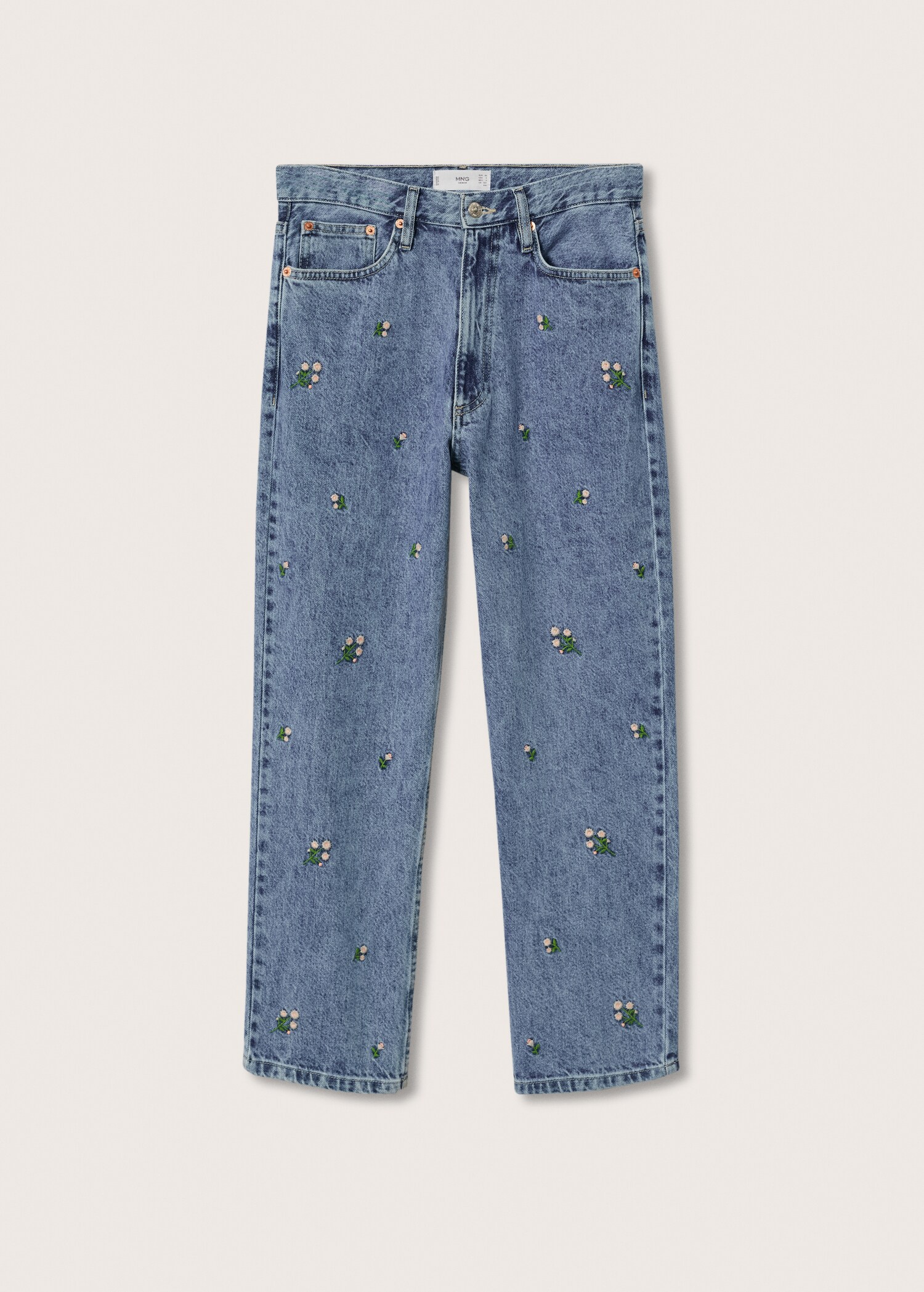 Jeans met bloemenborduursel - Artikel zonder model