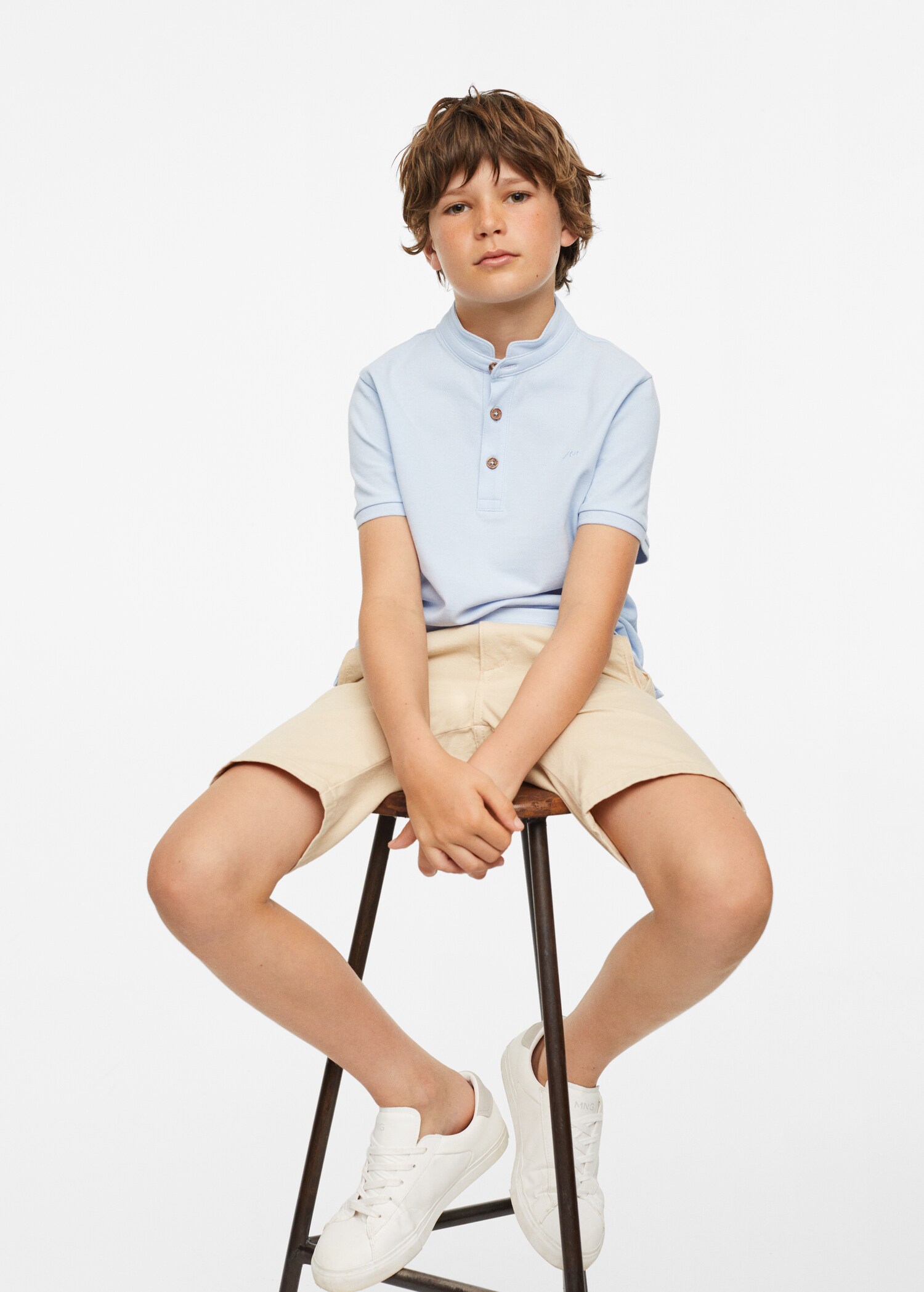Mao collar cotton polo - Medium plane