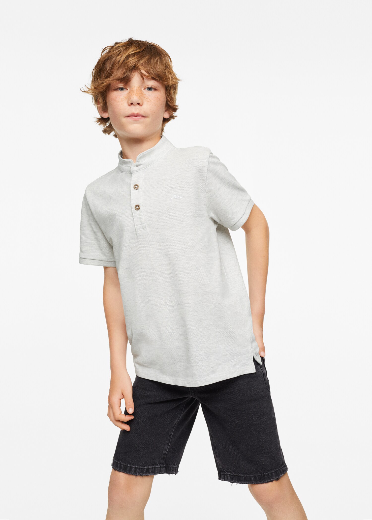 Mao collar cotton polo - Medium plane
