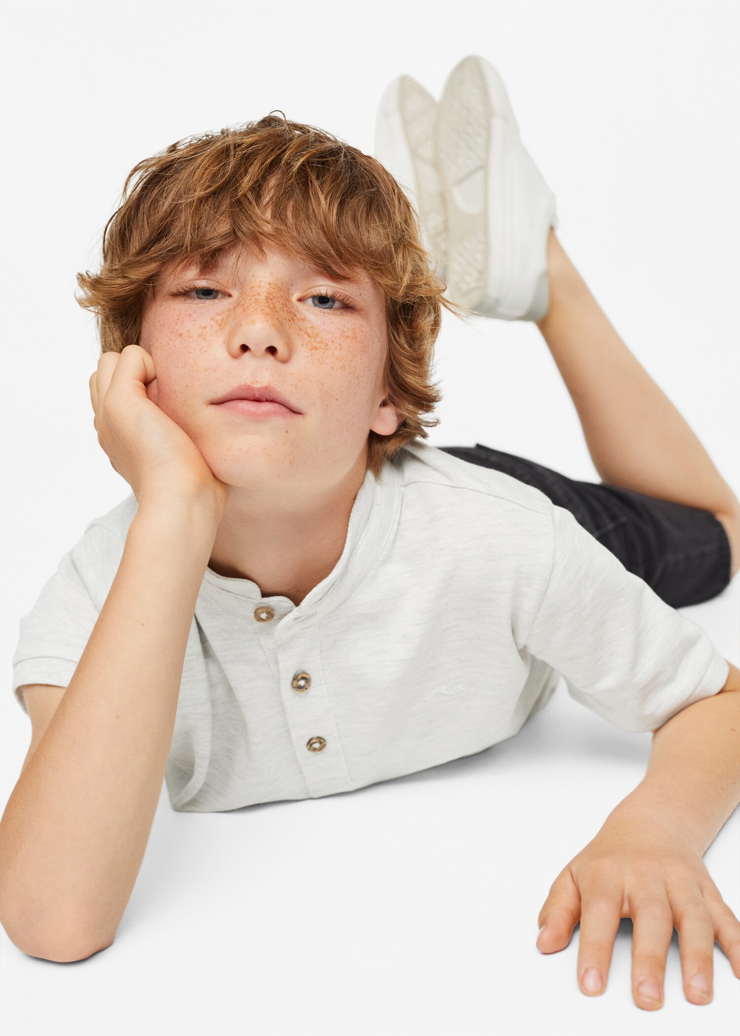 Mao collar cotton polo - Details of the article 1