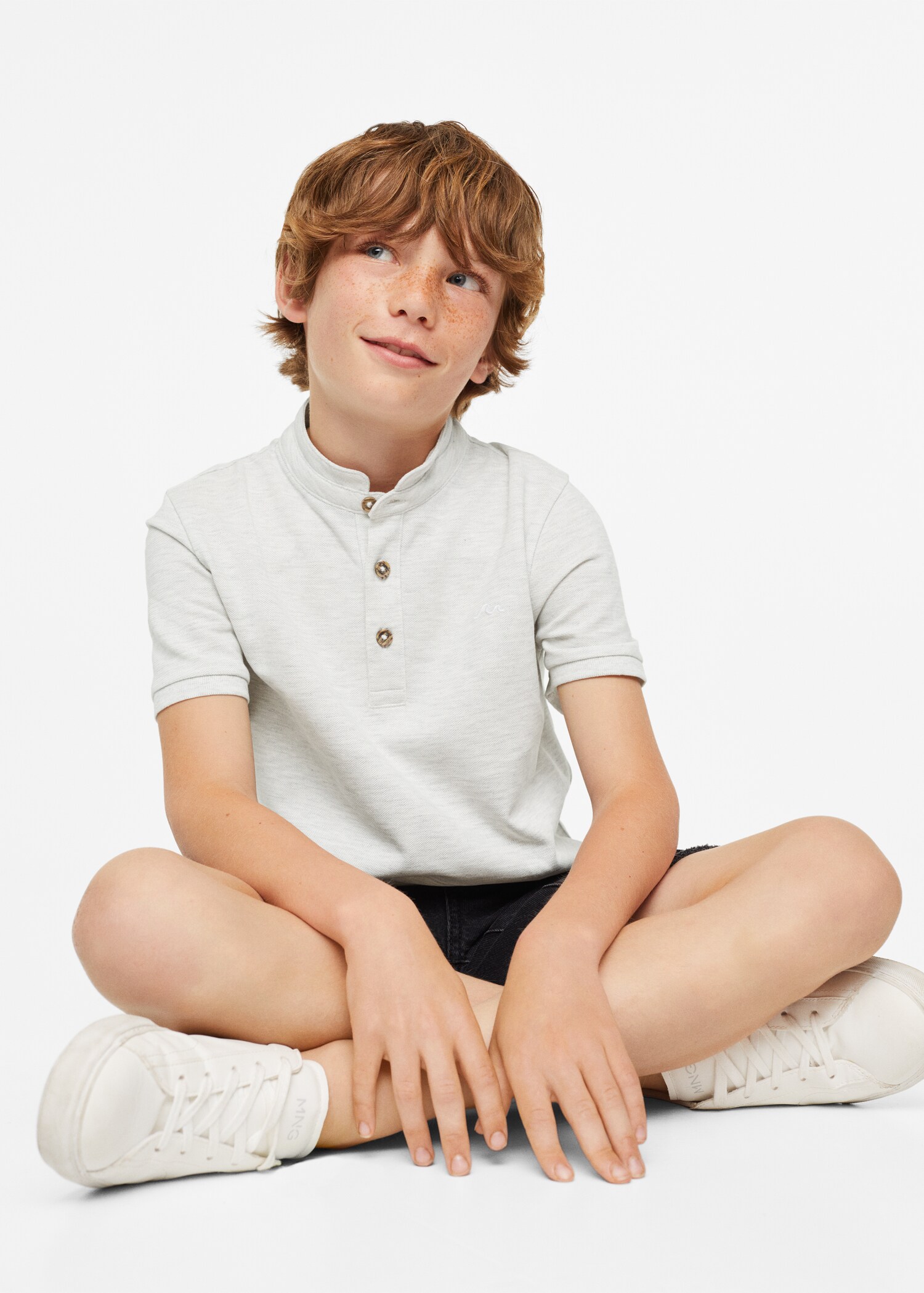 Mao collar cotton polo - Details of the article 2