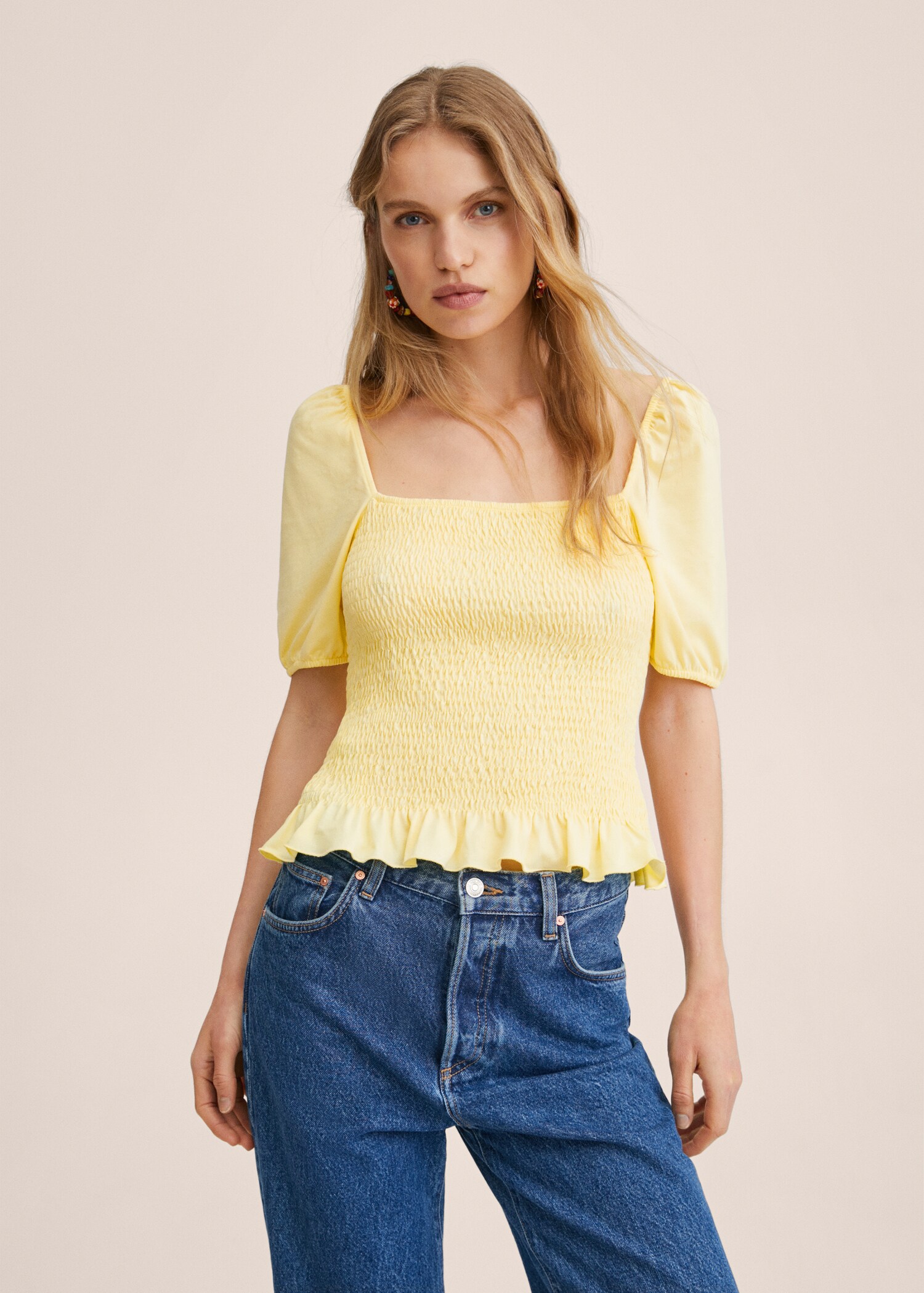 Cotton t-shirt with puffed sleeves  - Medium plane