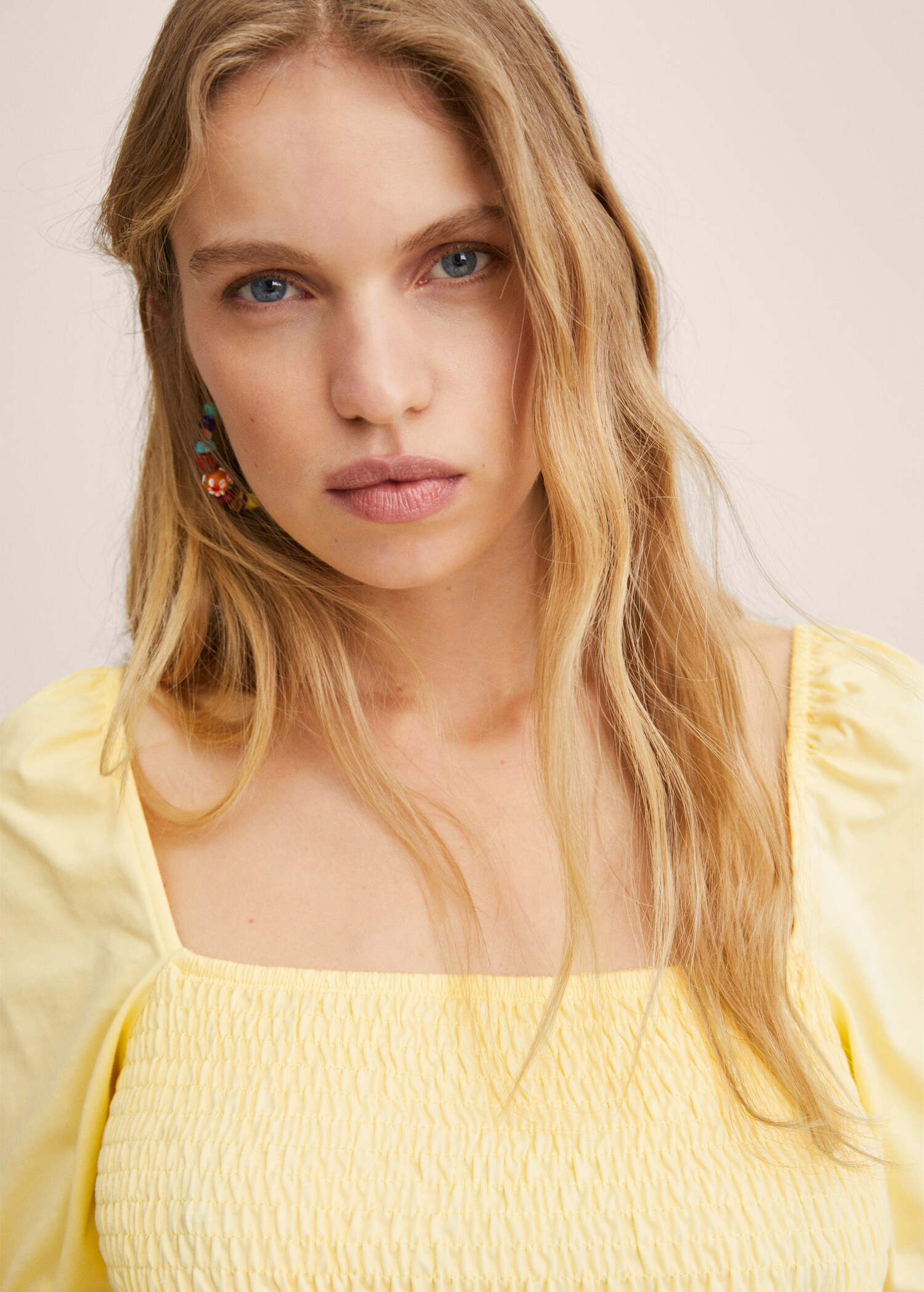 Cotton t-shirt with puffed sleeves  - Details of the article 1