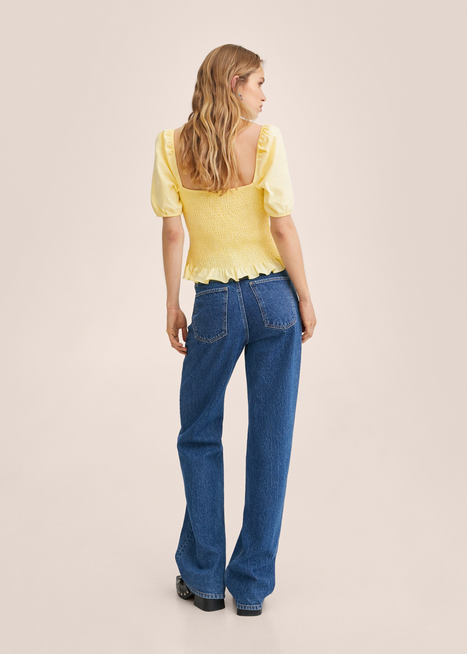 Cotton t-shirt with puffed sleeves  - Reverse of the article