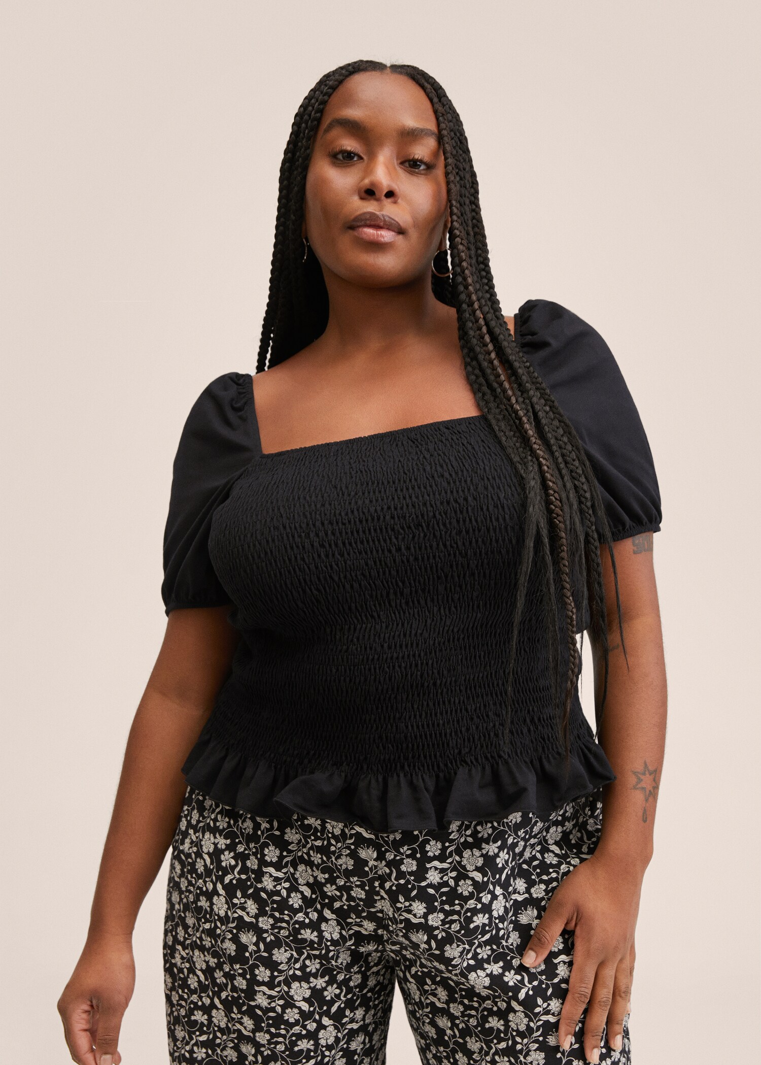 Cotton t-shirt with puffed sleeves  - Details of the article 4