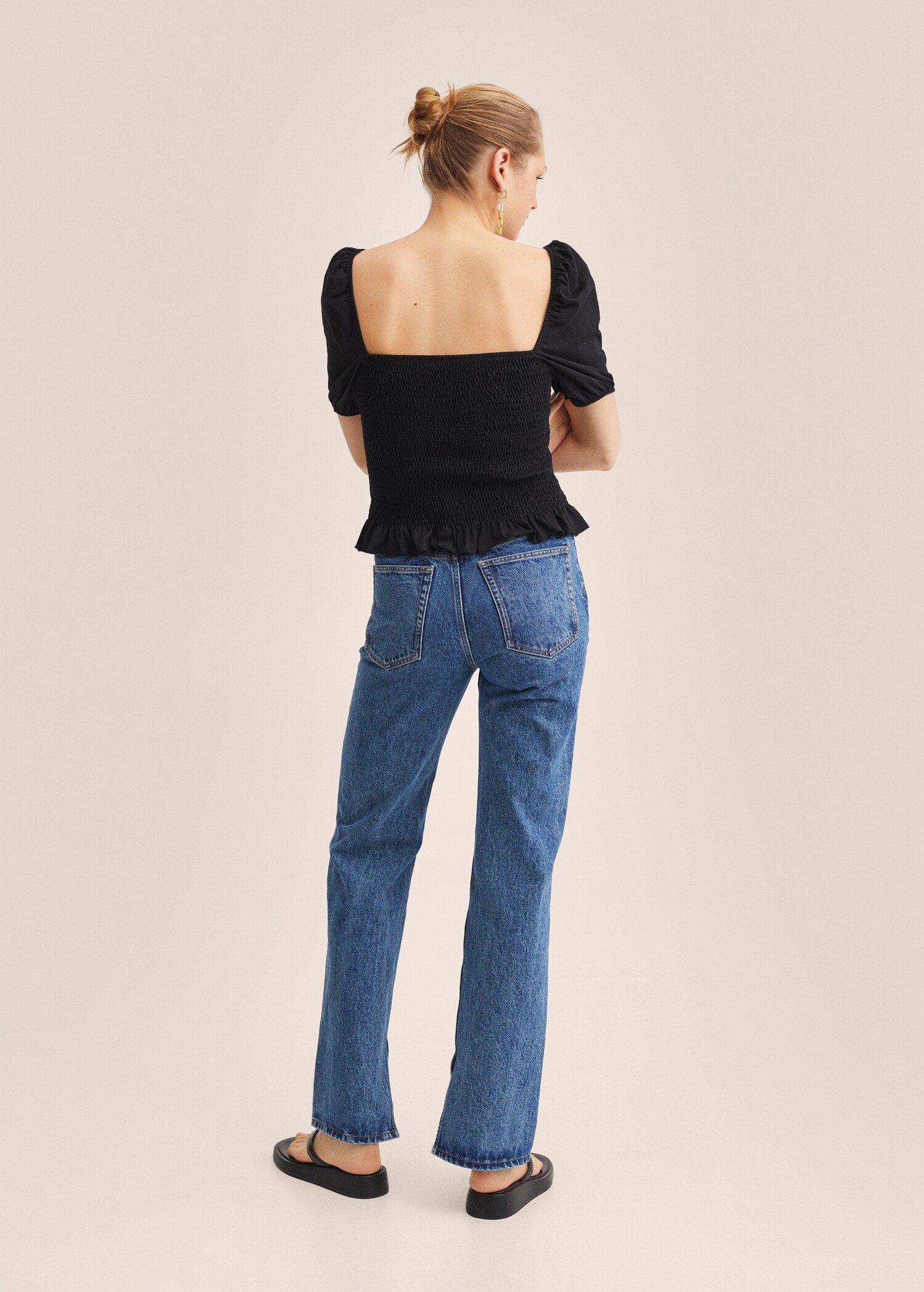 Cotton t-shirt with puffed sleeves  - Reverse of the article