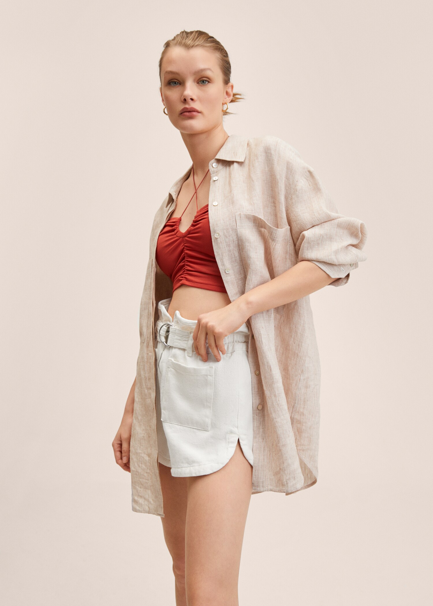 Paperbag denim shorts - Details of the article 1