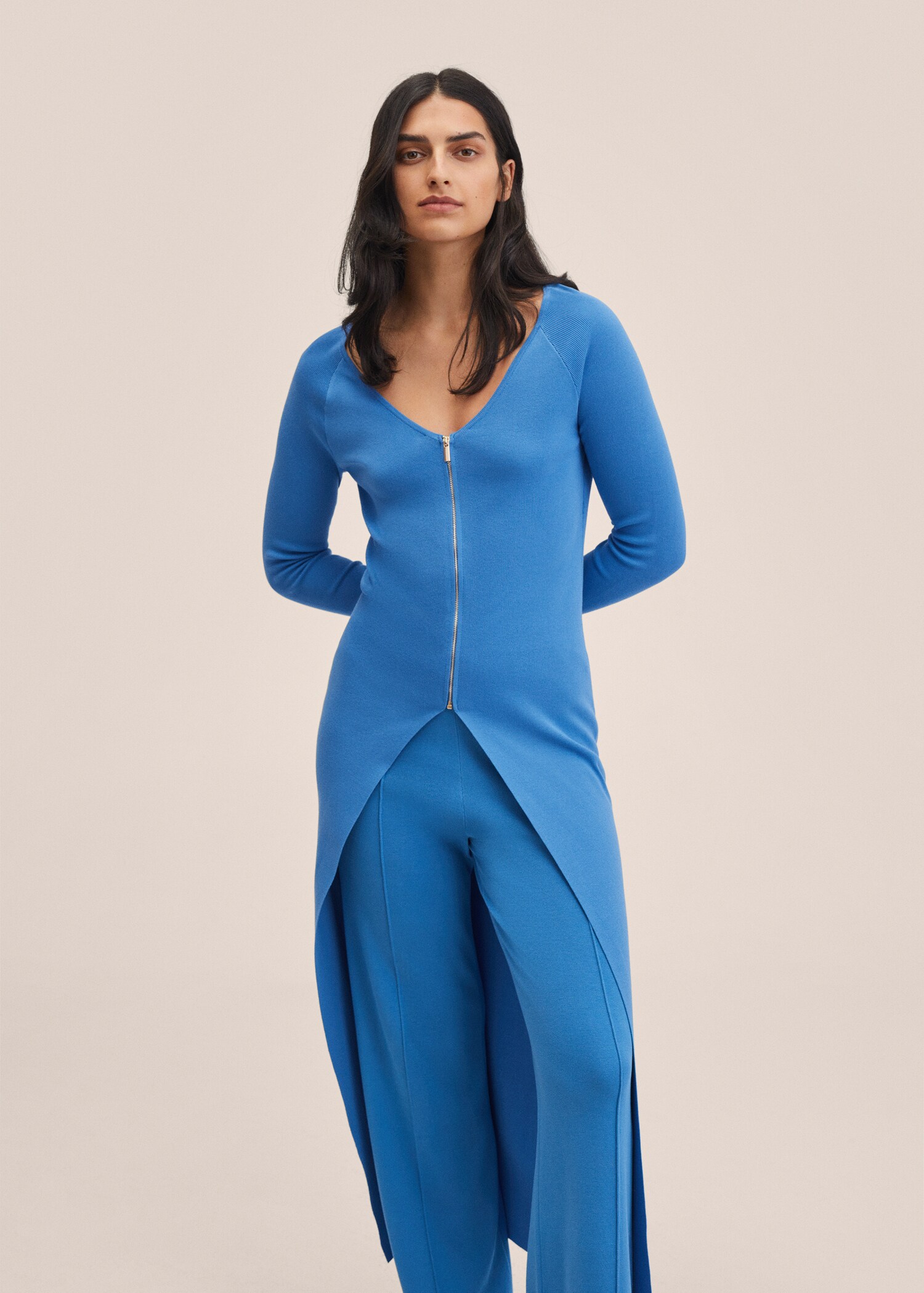 Cardigan maille fermeture Éclair - Plan moyen