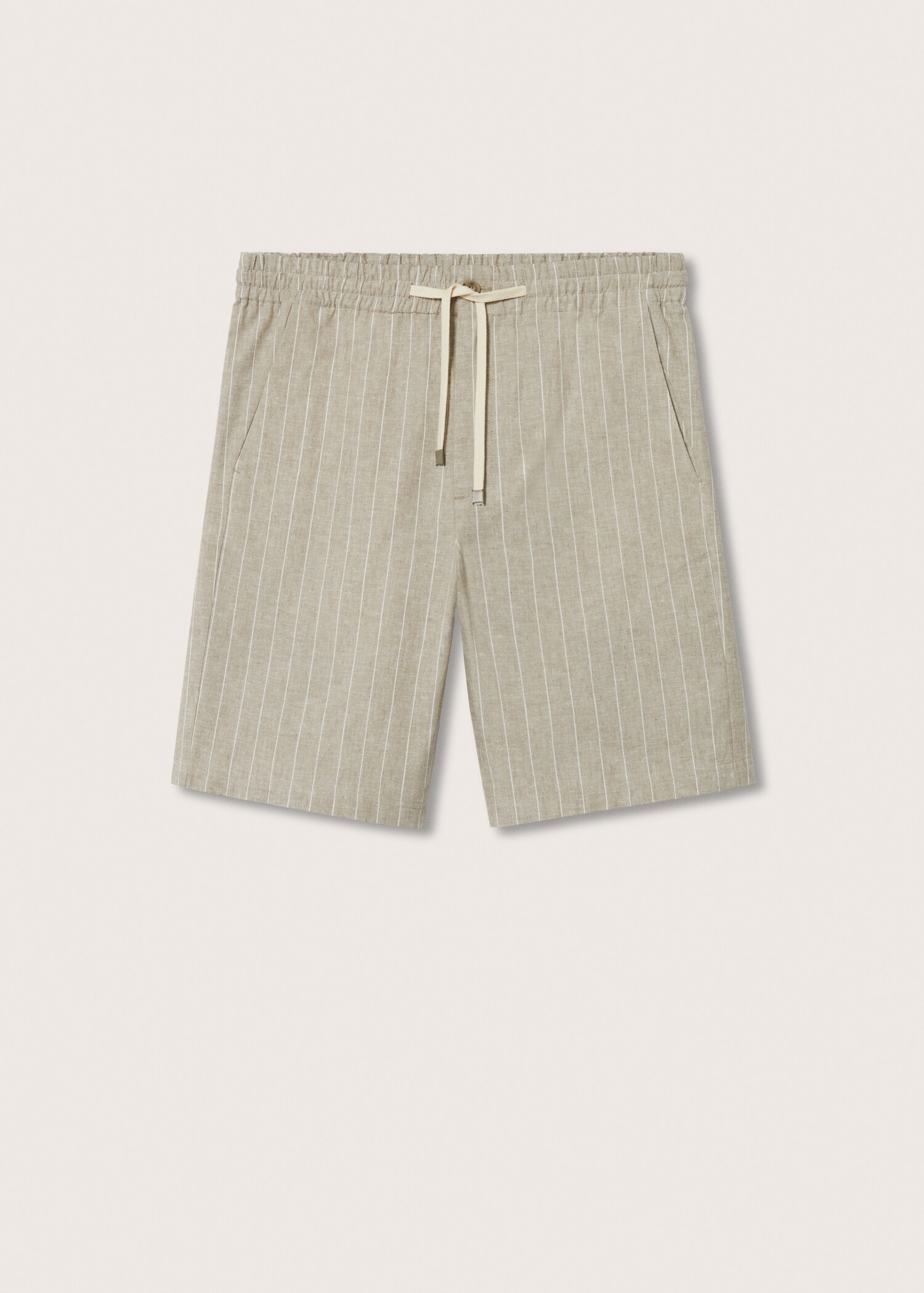 Striped linen-cotton blend Bermuda short - Article without model