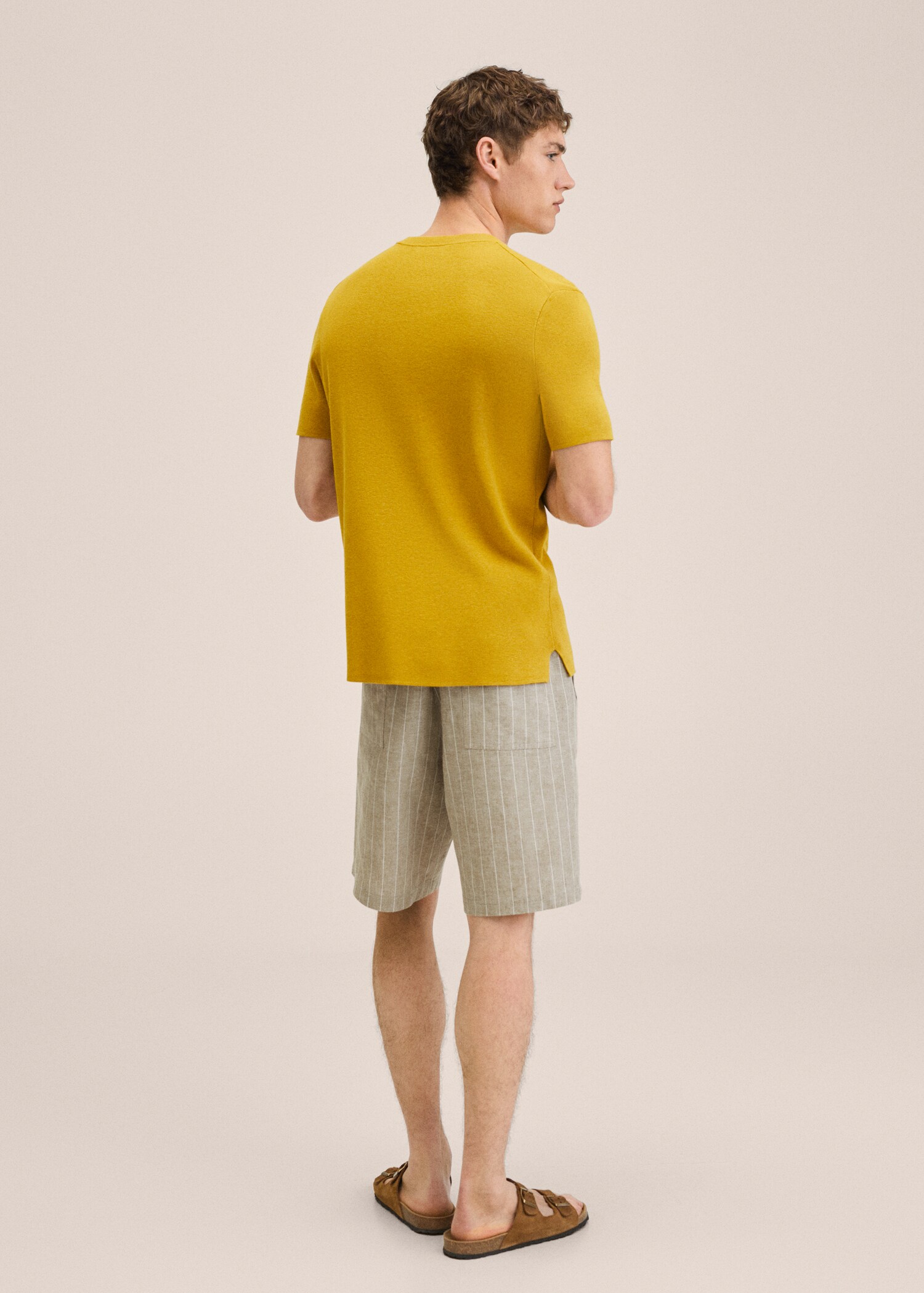 Striped linen-cotton blend Bermuda short - Reverse of the article