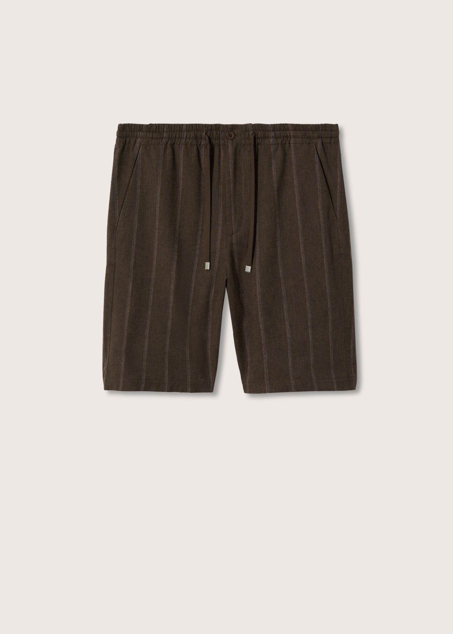 Striped linen-cotton blend Bermuda short - Article without model