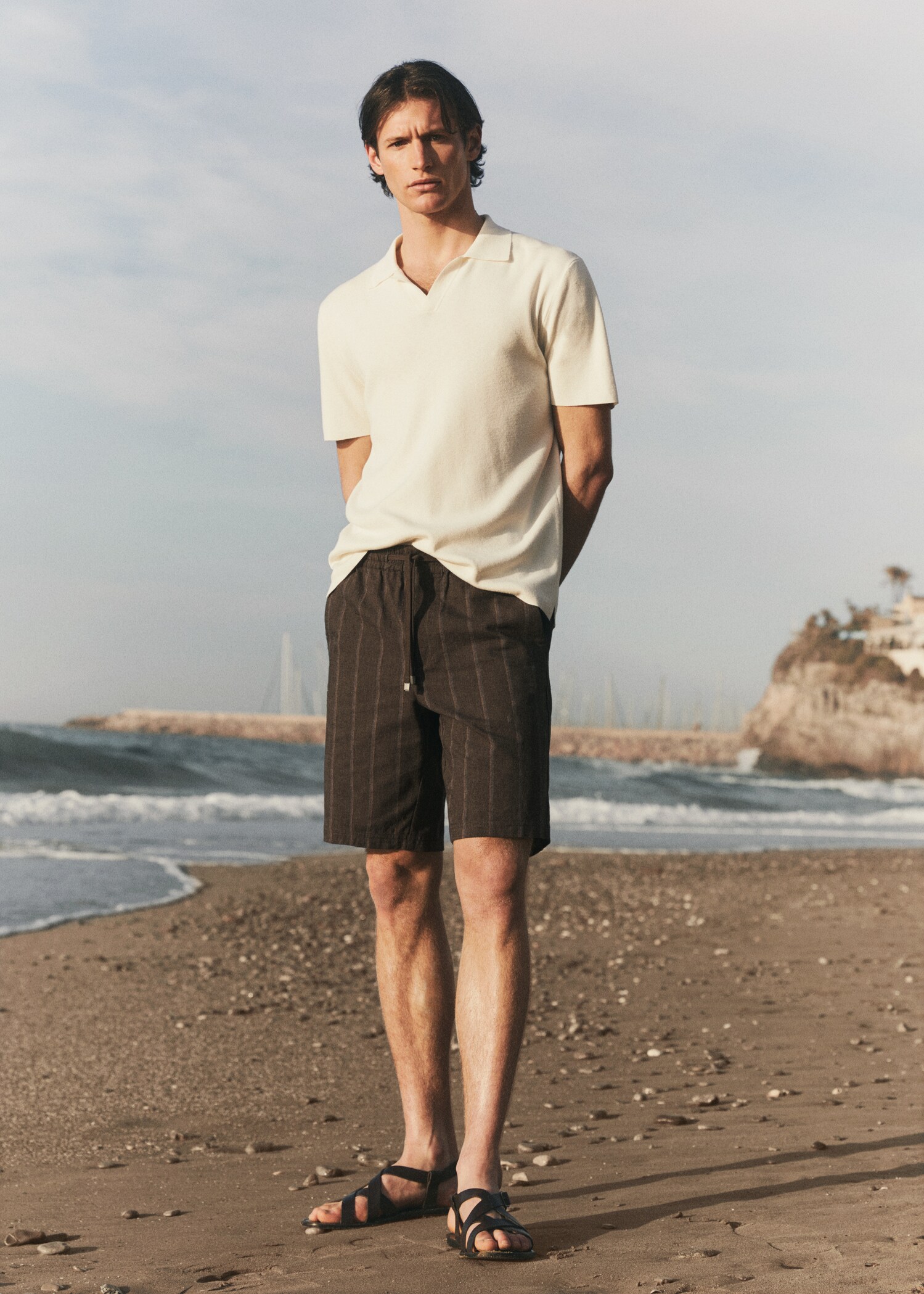 Striped linen-cotton blend Bermuda short - Details of the article 5