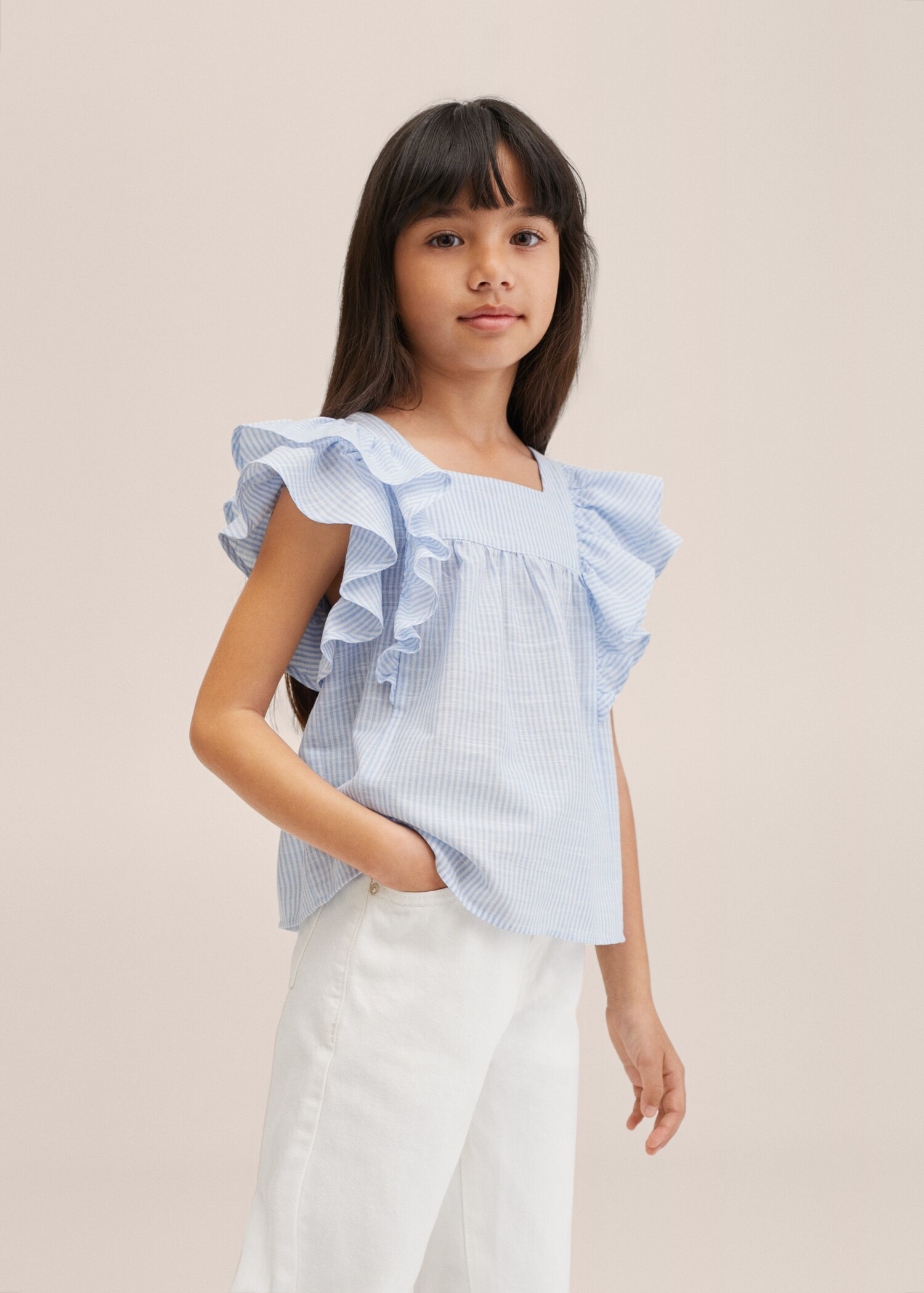 Striped ruffled blouse - Medium plane