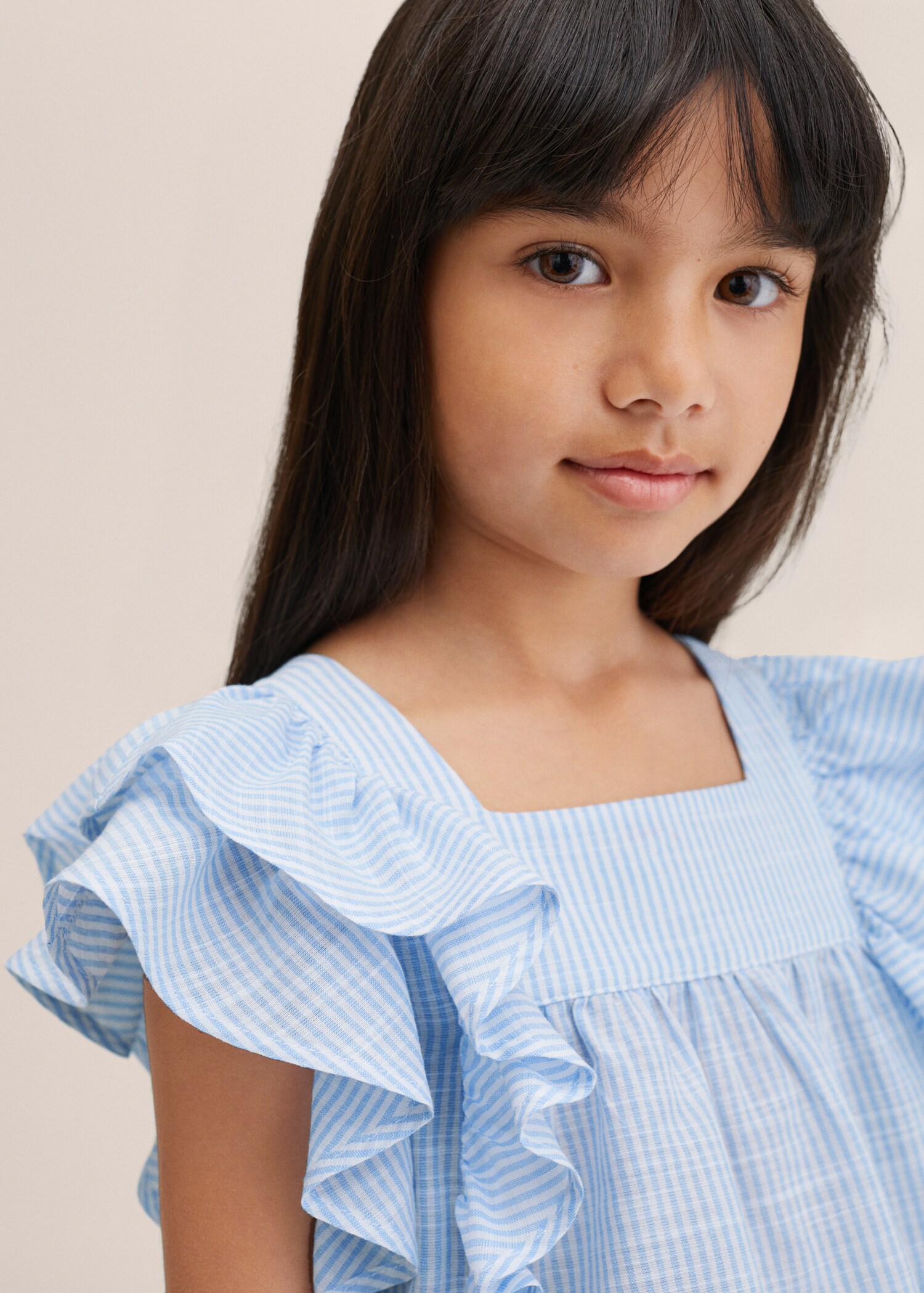 Striped ruffled blouse - Details of the article 1