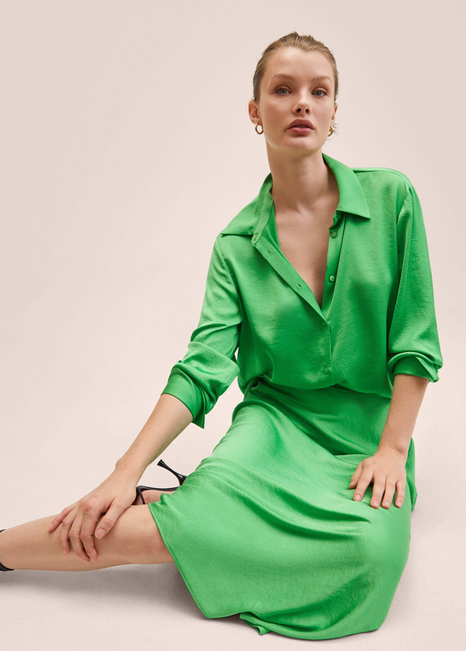 Midi satin skirt - Details of the article 2