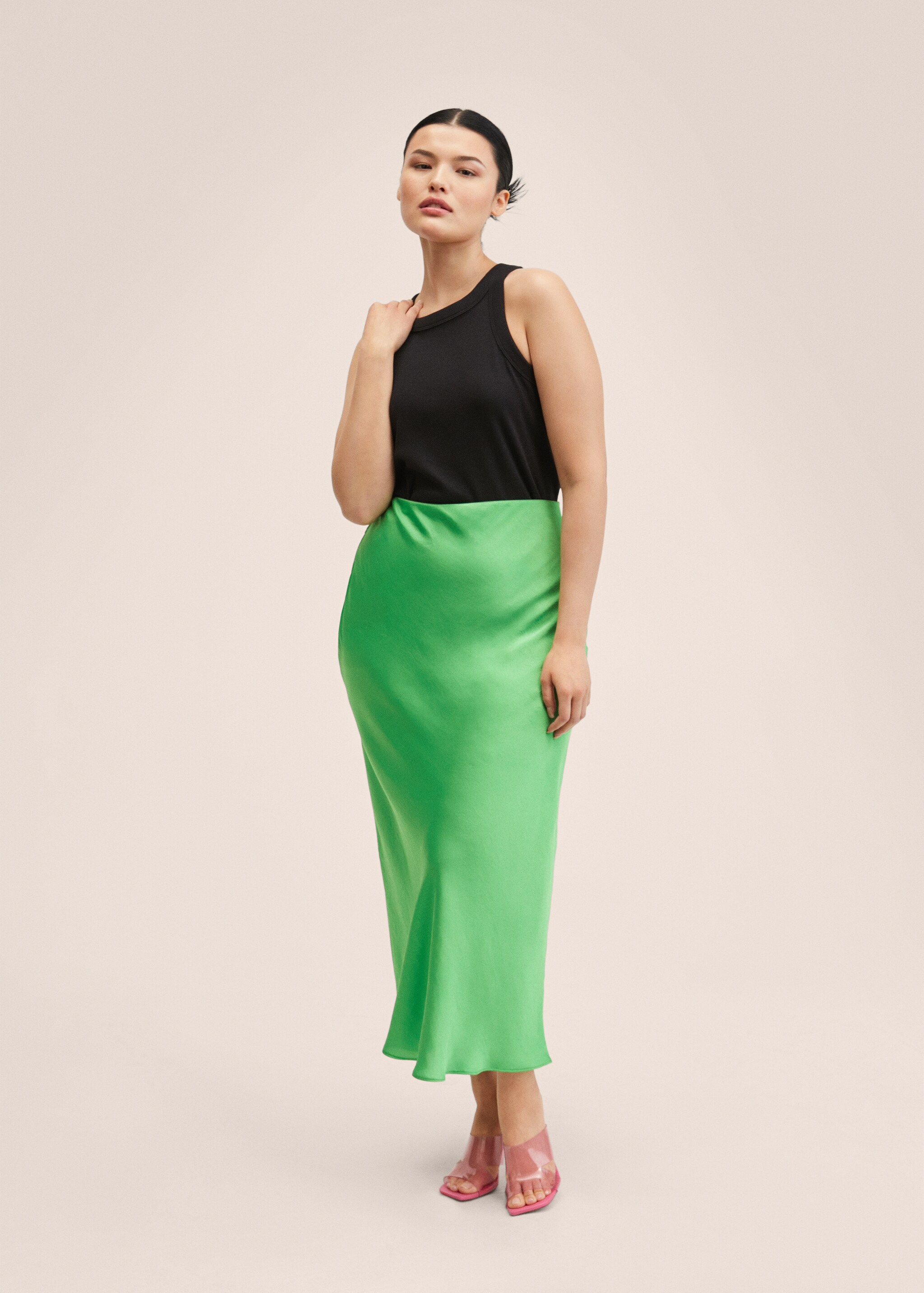 Midi satin skirt - Details of the article 3
