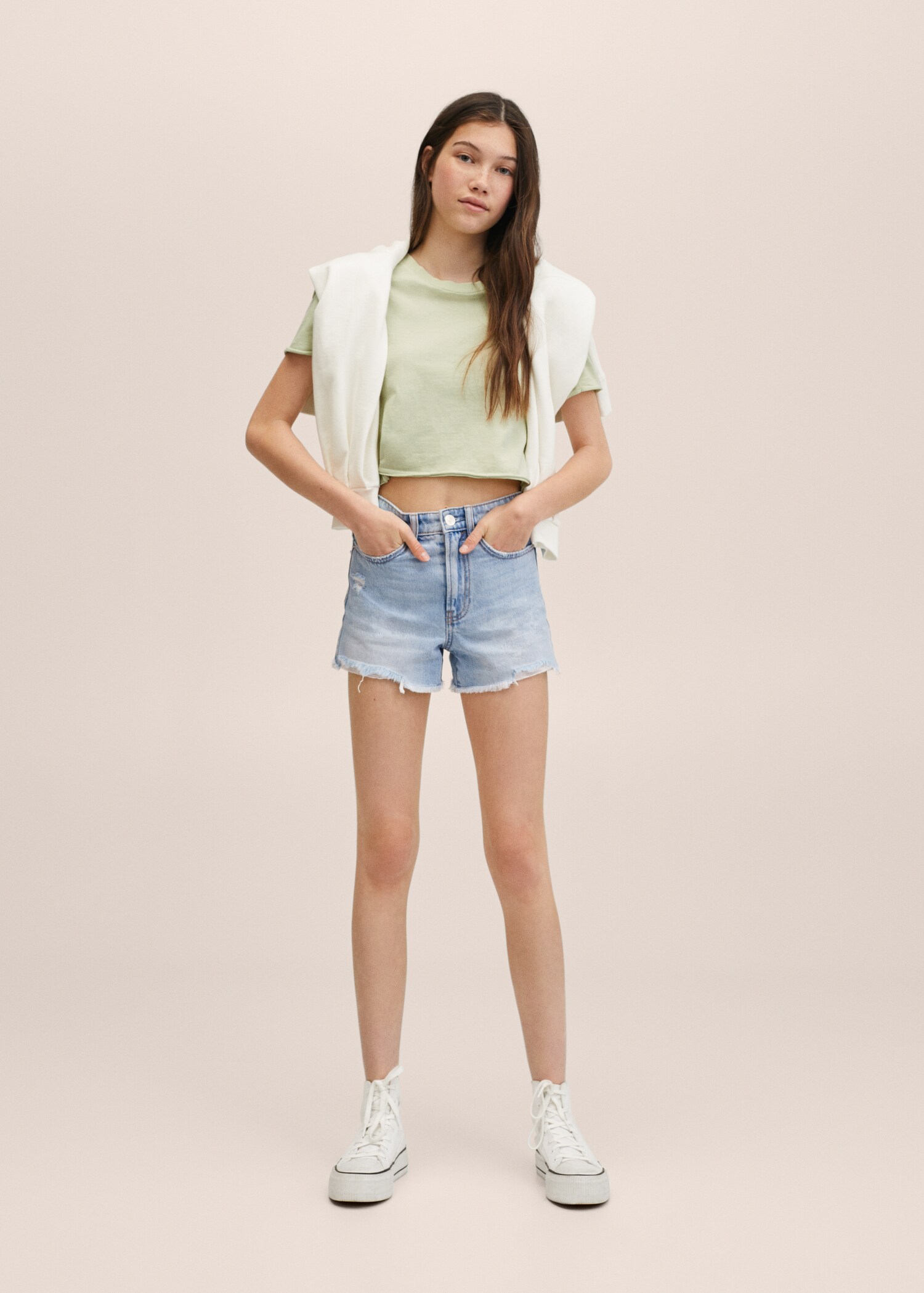 Decorative ripped denim shorts - Medium plane