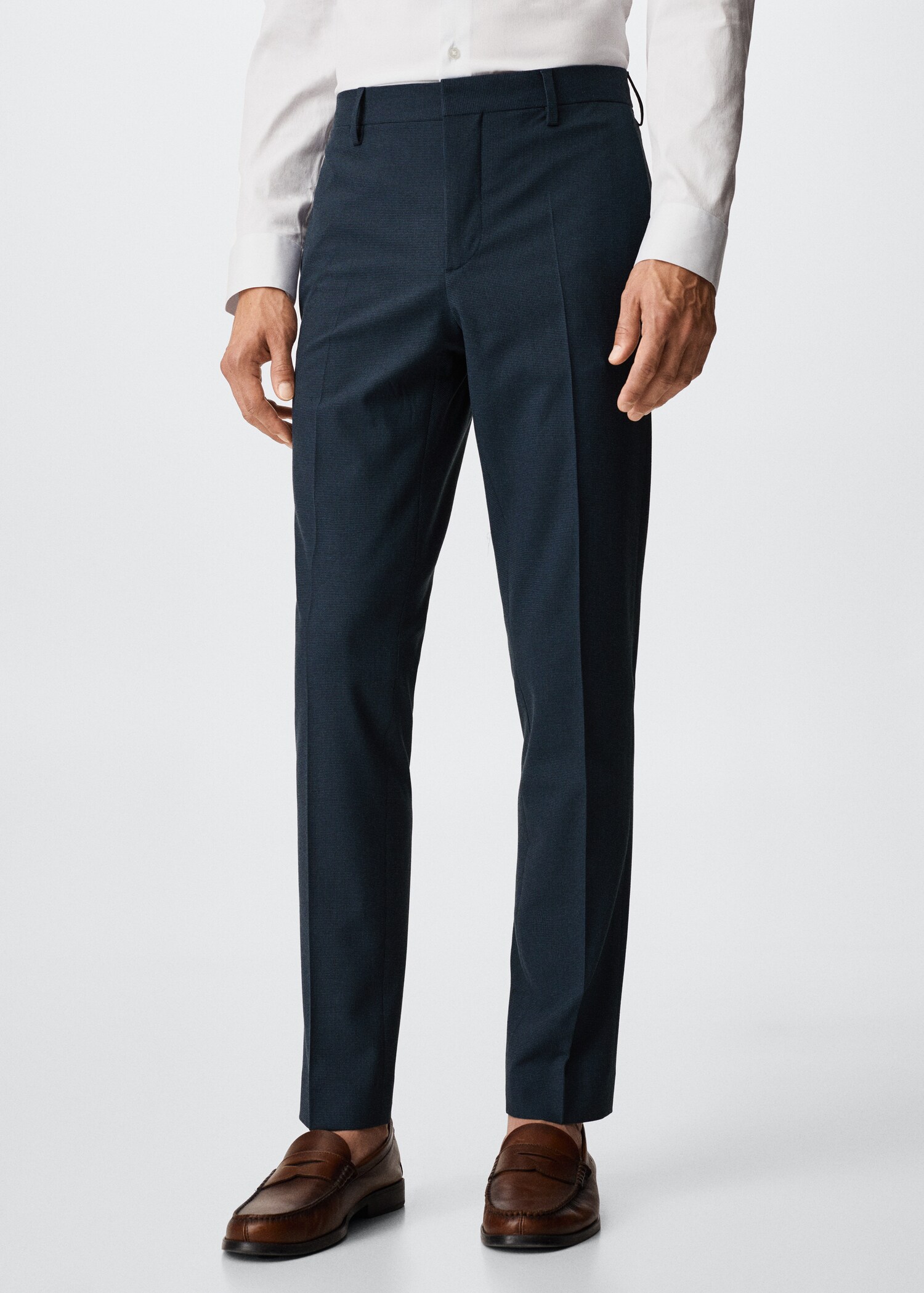 Super slim fit microstructure suit trousers - Medium plane
