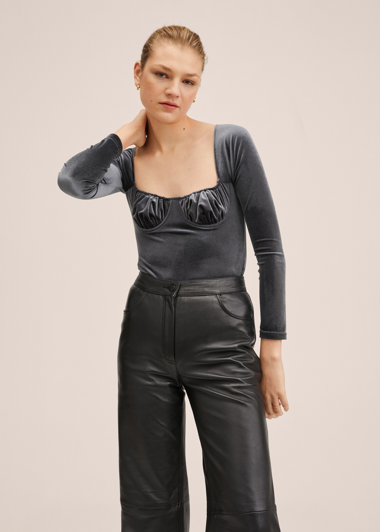 Velvet bra-effect bodysuit - Medium plane