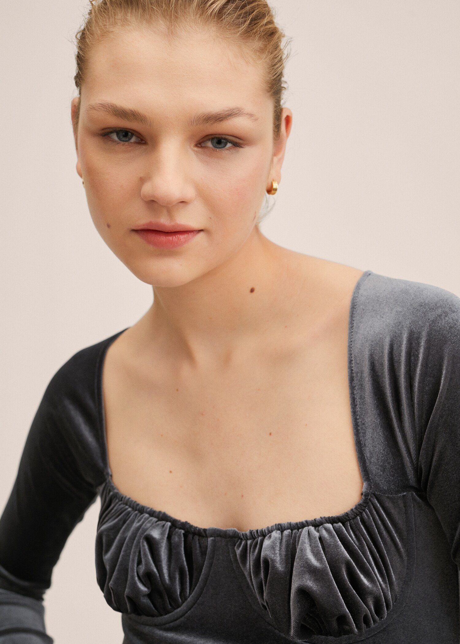 Velvet bra-effect bodysuit - Details of the article 1