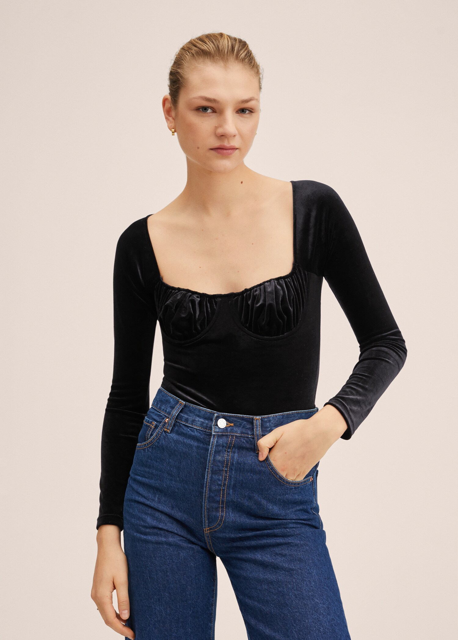 Velvet bra-effect bodysuit - Medium plane