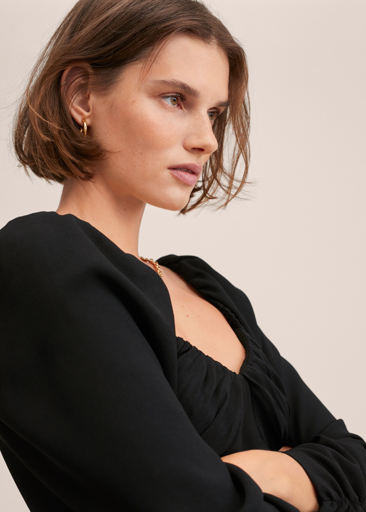 Puff-sleeved cropped blouse - Details of the article 1