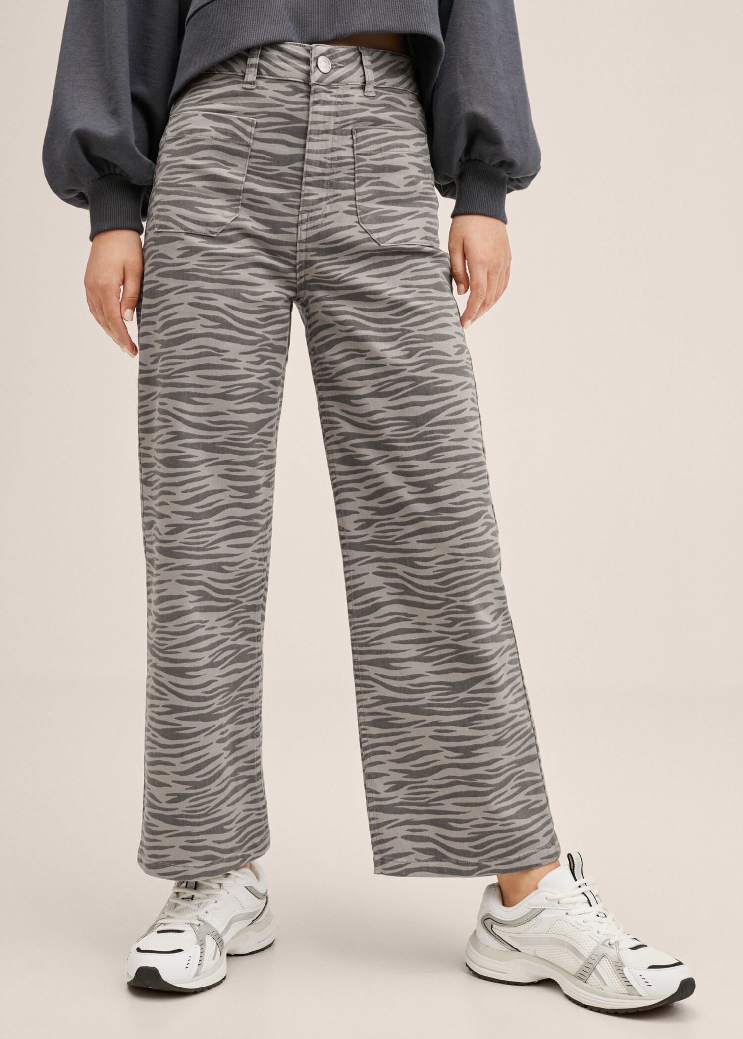 Tiger-print trousers - Medium plane
