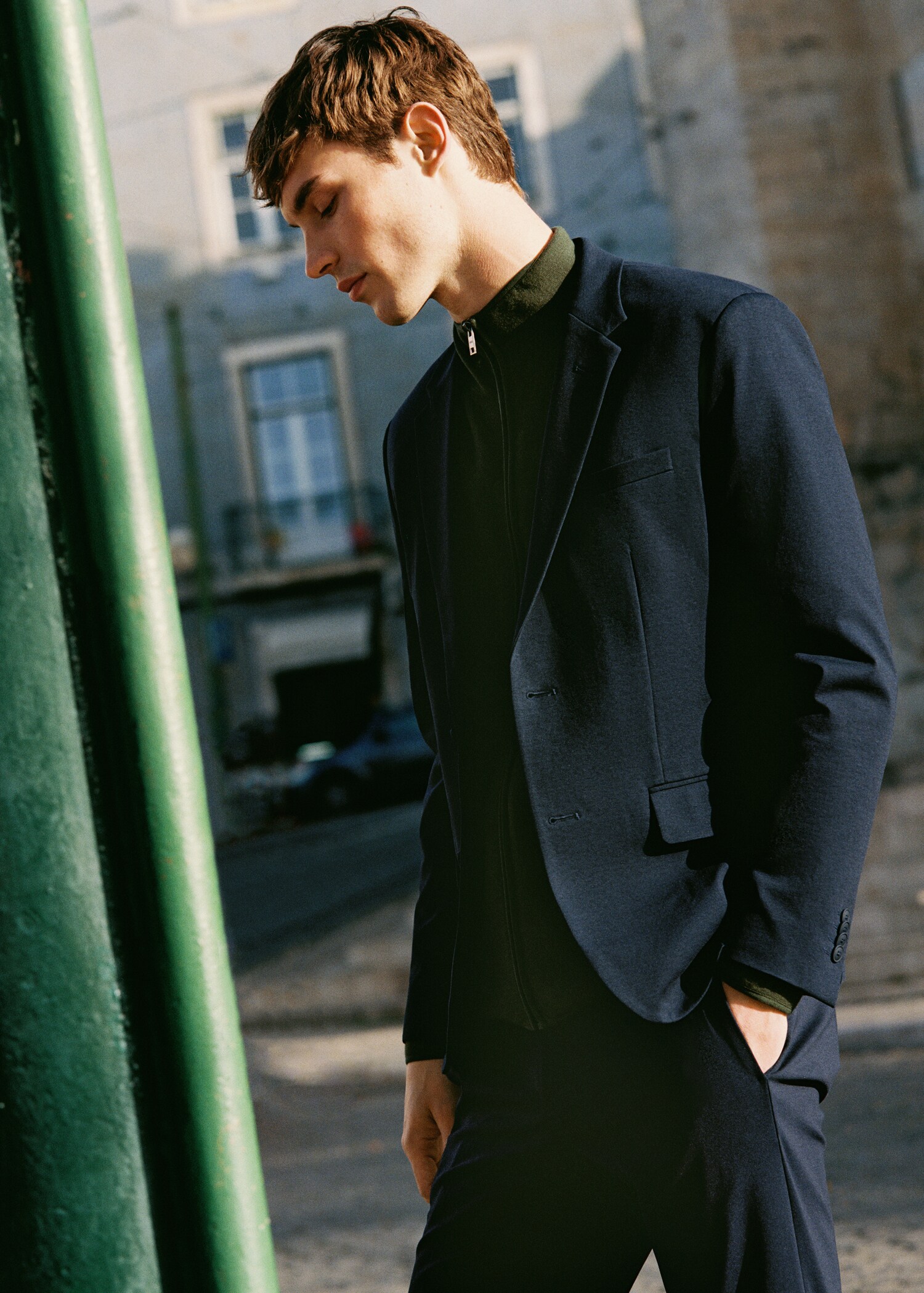 Bavlněné oblekové sako slim fit - Detail zboží 5