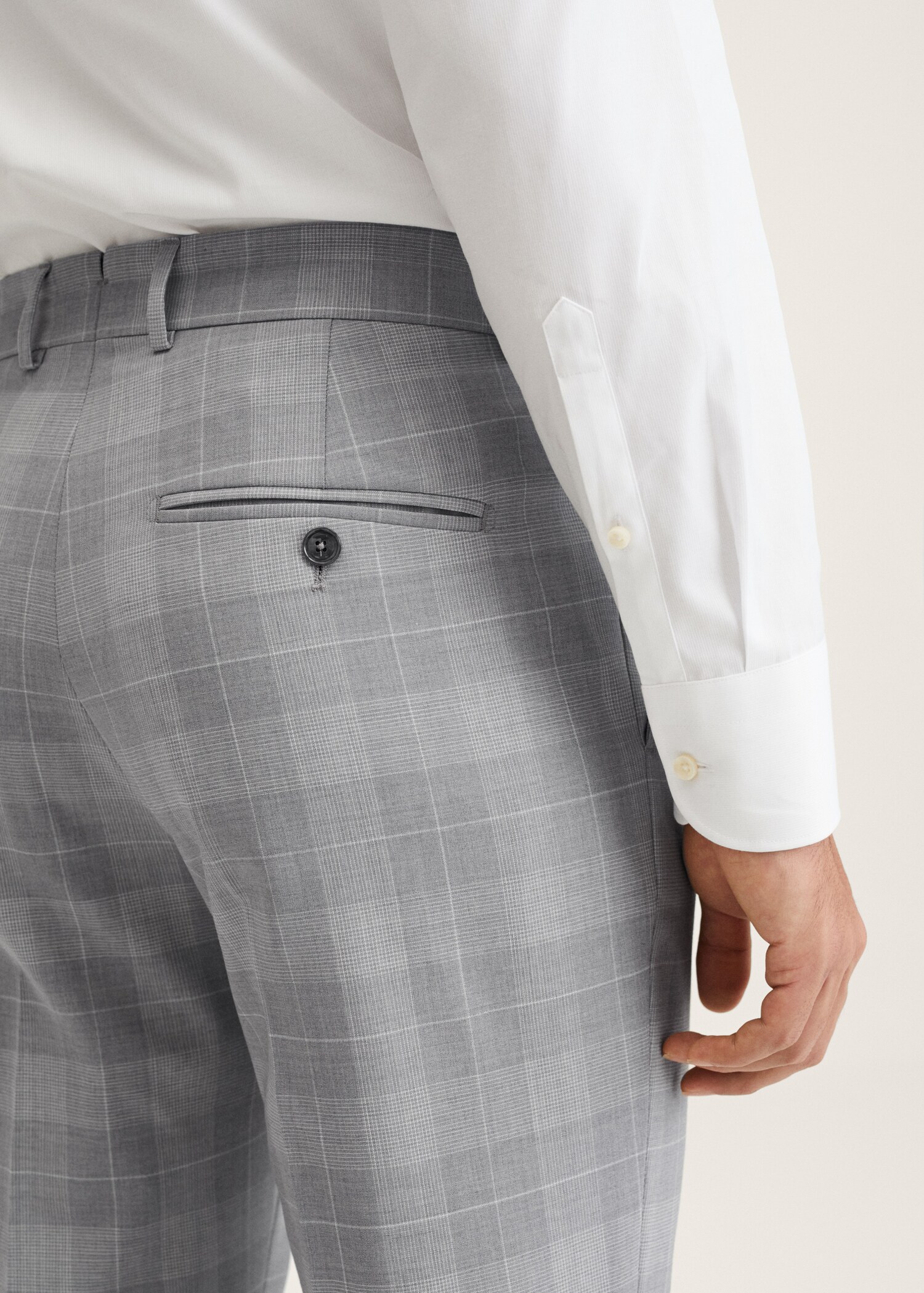 Slim fit check wool suit trousers - Details of the article 3