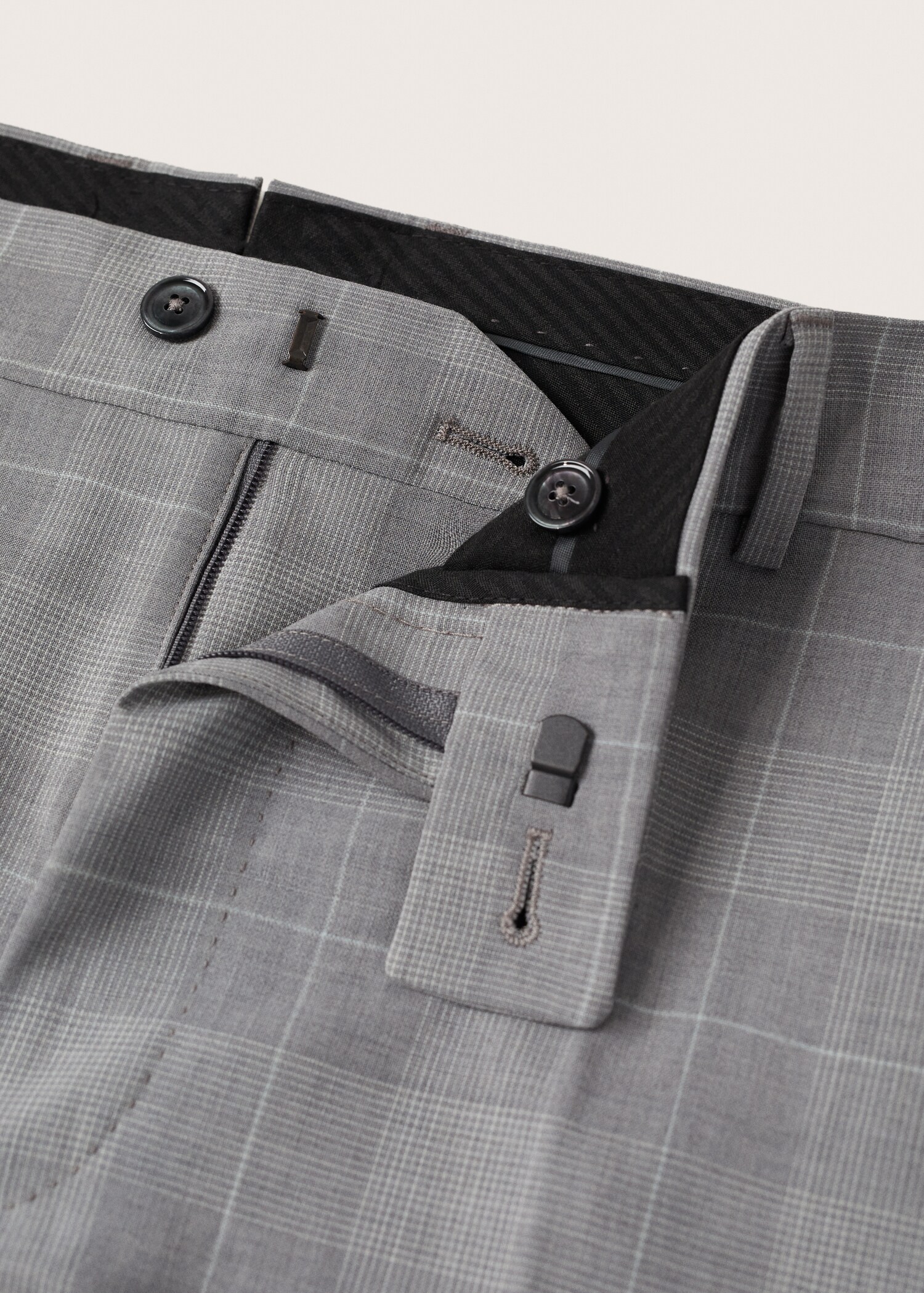 Slim fit check wool suit trousers - Details of the article 8