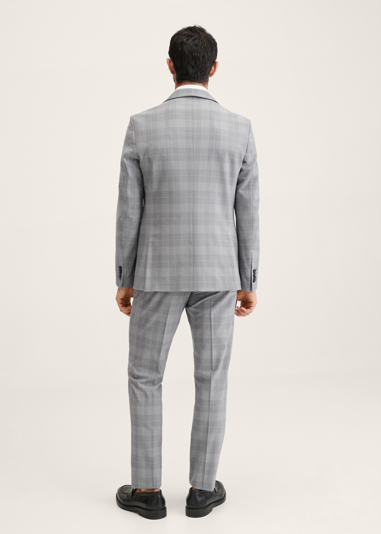 Slim fit check wool suit trousers - Reverse of the article