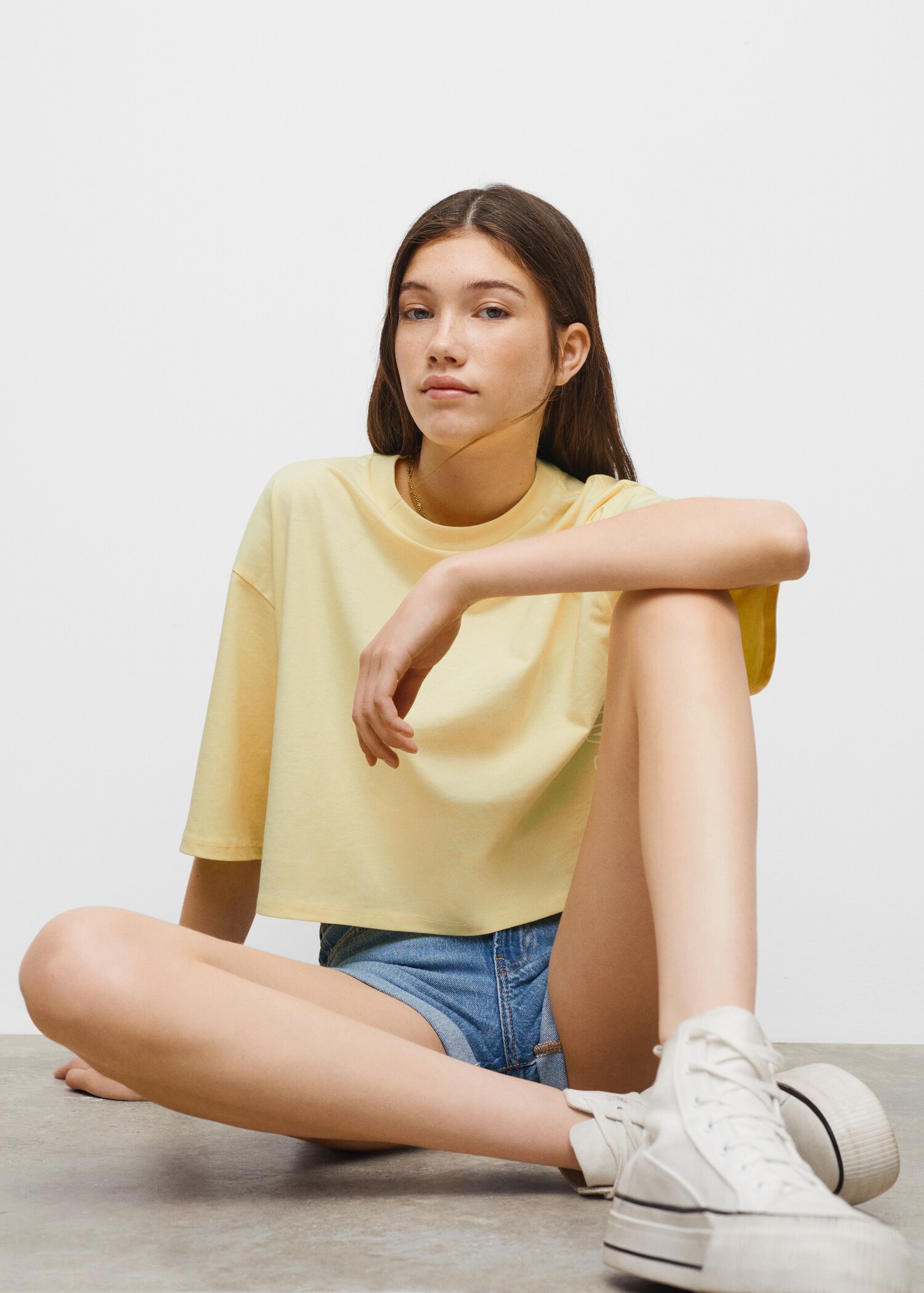 Cropped cotton T-shirt - Medium plane