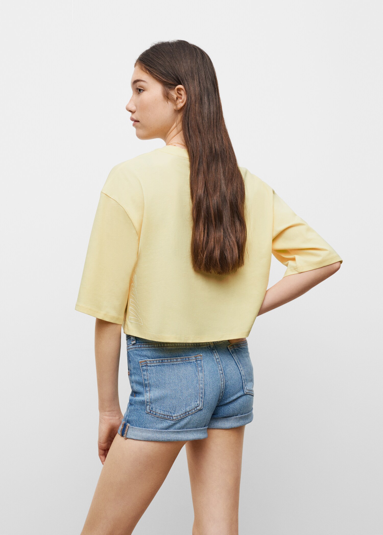 Cropped cotton T-shirt - Reverse of the article