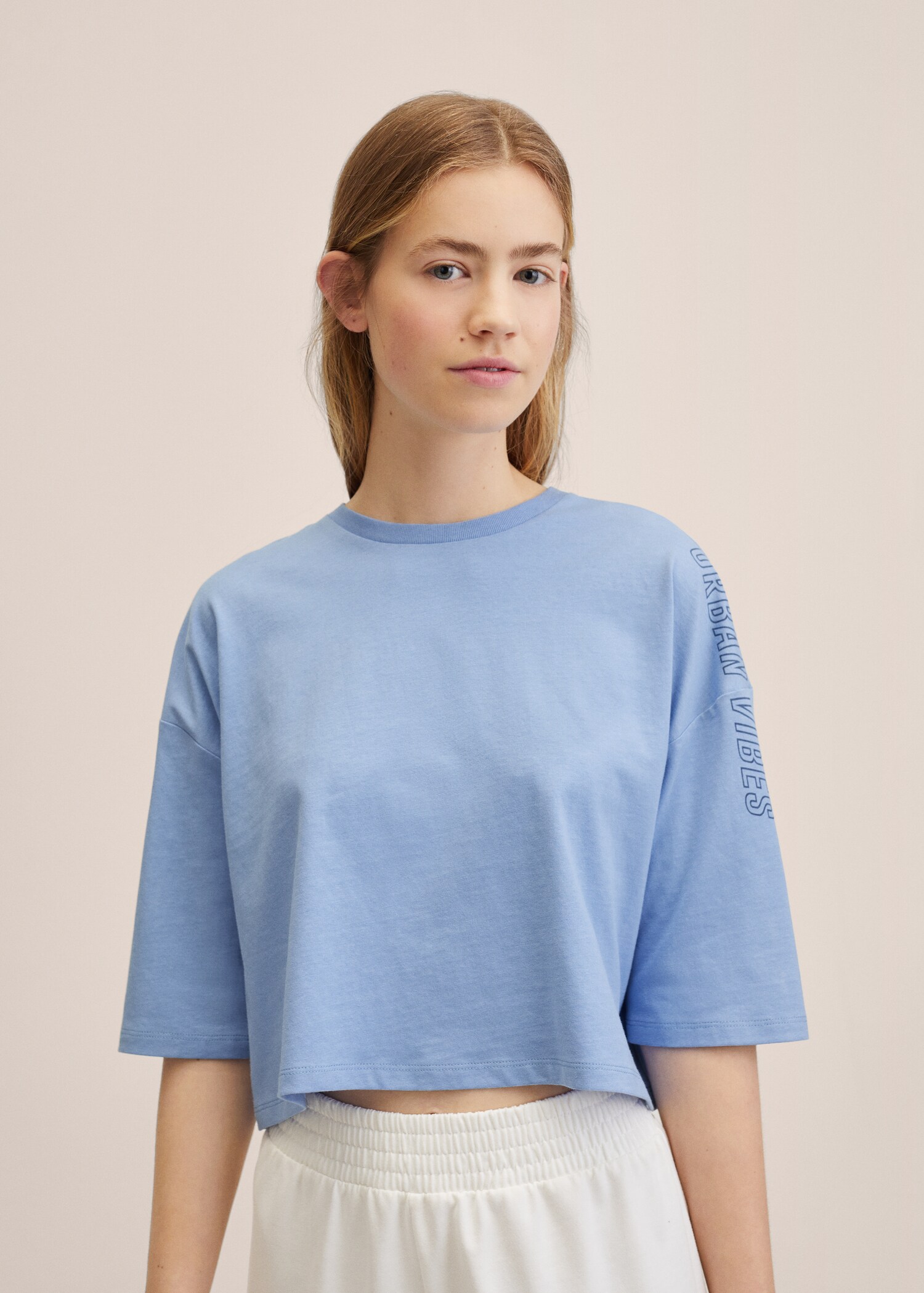 Cropped cotton T-shirt - Medium plane